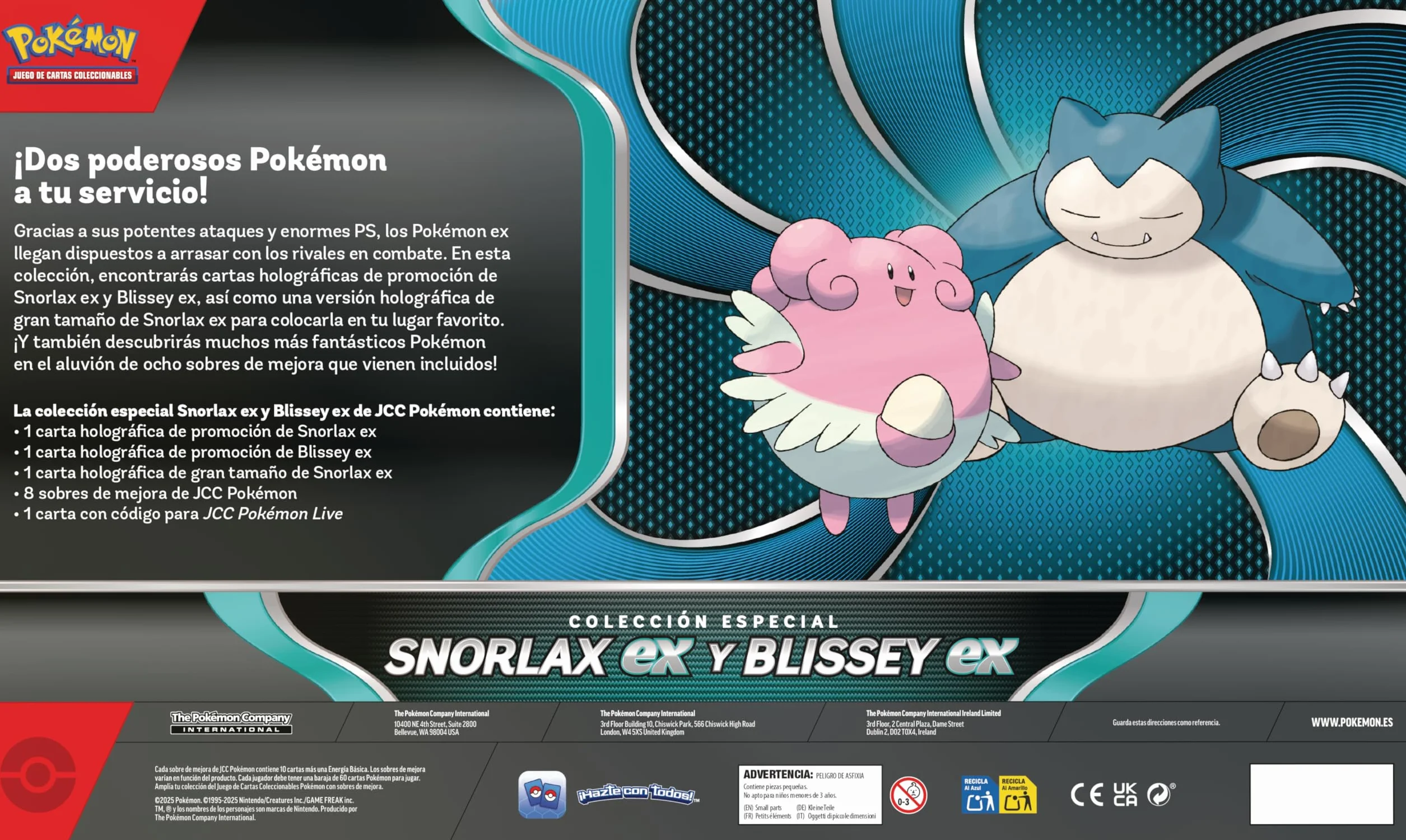 Pokémon: Colección Especial Snorlax ex y Blissey ex de JCC Pokémon (2 Cartas holográficas de promoción, 1 Carta holográfica de Gran tamaño y 8 Sobres de Mejora)