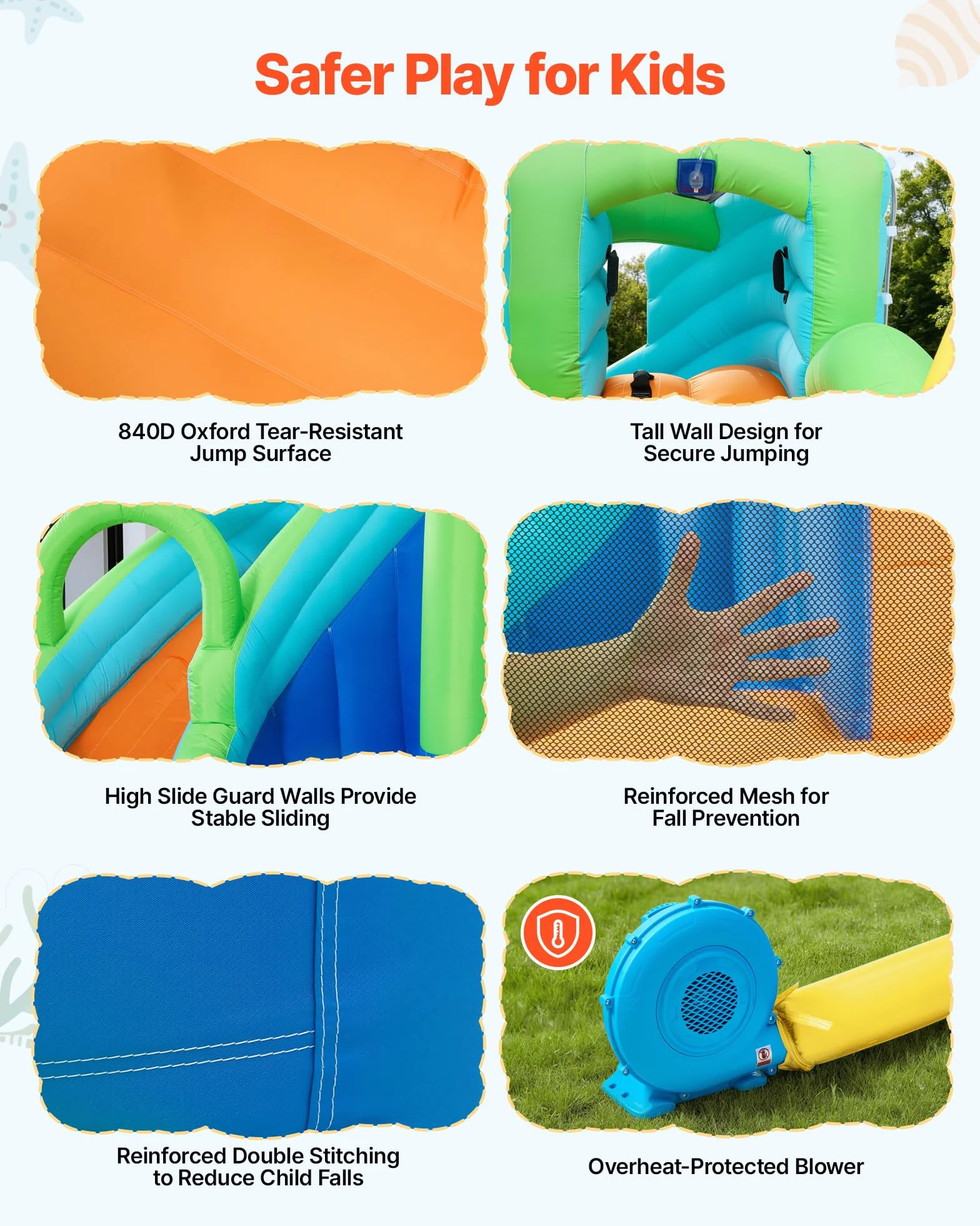 VEVOR Castillo Hinchable 344 x 374 x 213 cm, Parque Infantil Inflable con Tobogán Acuático, Aro de Baloncesto, Piscina de Chapoteo y Lanzamiento de Aros de Agua para 3 a 4 Niños de 3 a 8 Años