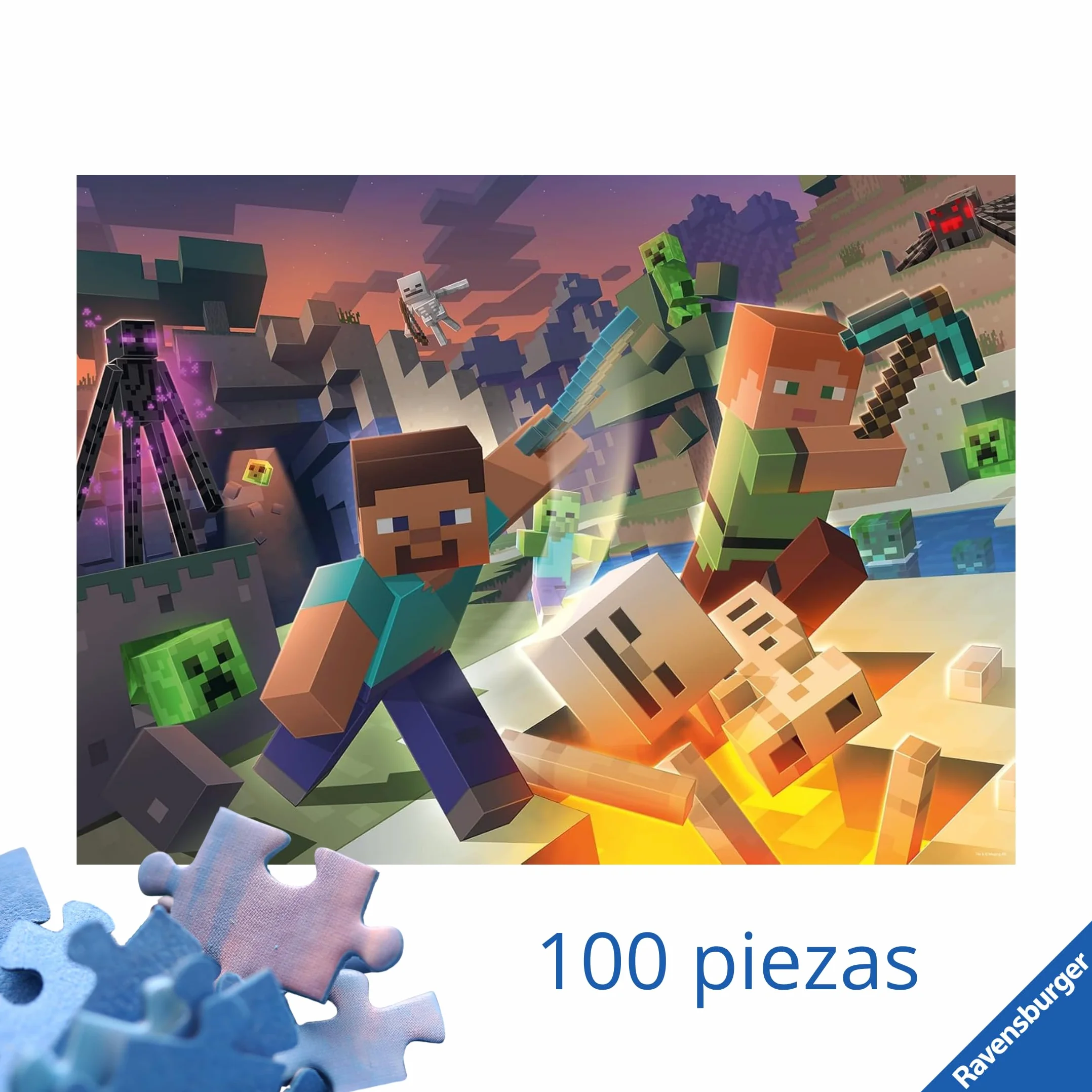 Ravensburger - Puzzles XXL Minecraft | Puzzle 6 Años O Más | Regalo Niño 6 Años O Más De 100 Piezas | Rompecabezas Niños De 36 X 49 Cm Puzzle