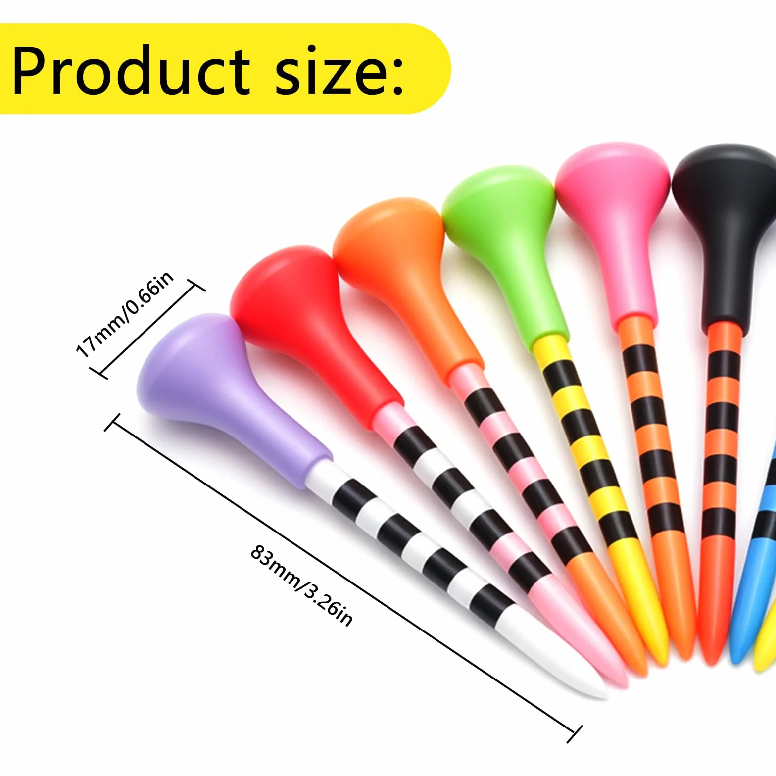 Tees de Golf 83mm Reutilizables Plástico Colores Mezclados 50 Unidades
