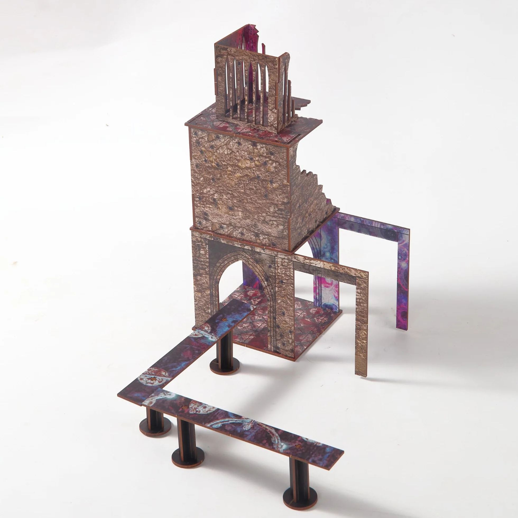 Epic-Juego de Terreno Desmontable de construcción en ruinas y Puentes para WH40K D&D Pathfinder de 28 mm, Accesorios modulares de Juego de Guerra TTRPG en Miniatura para batallas de Mesa Que mejoran