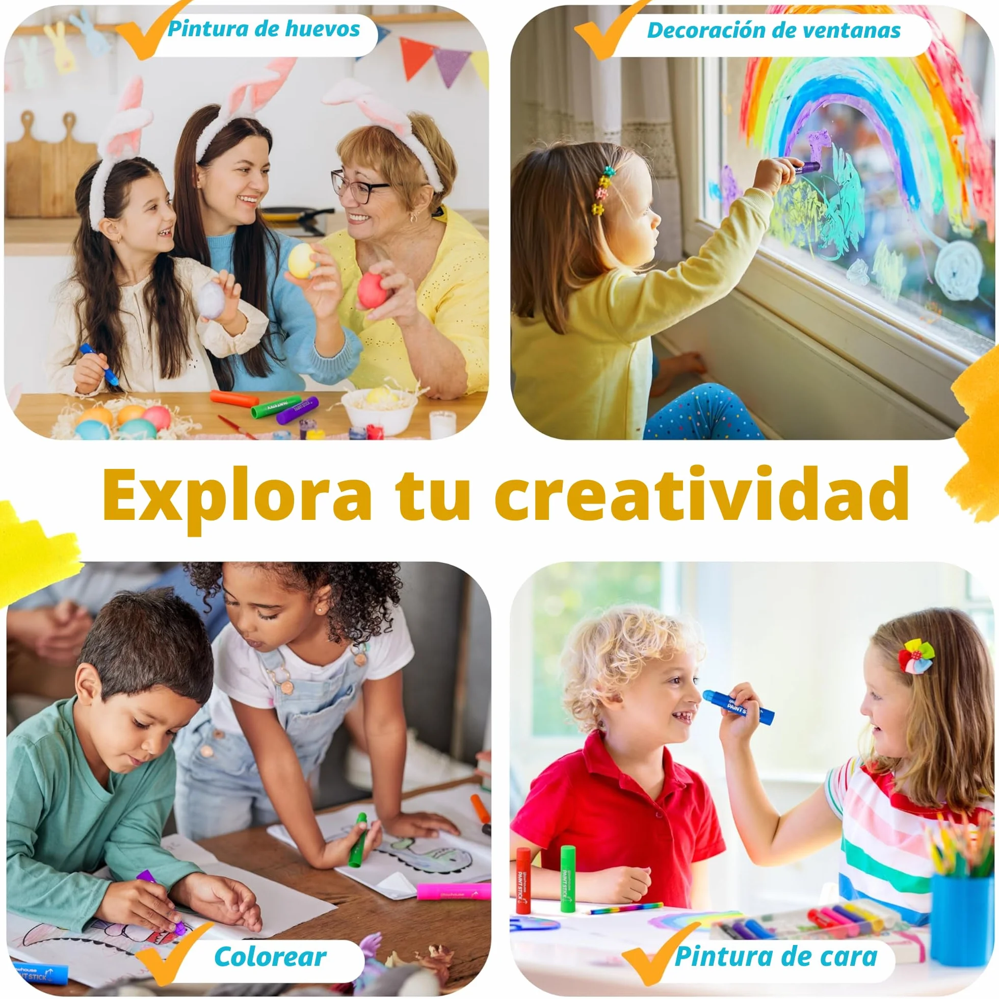 The Glowhouse Barras de pintura Tempera de colores clásicos, 12 unidades, no tóxicas, lavables, sin manchas, multicolor, para niños, paquete de 12, perfectas para proyectos de arte creativos