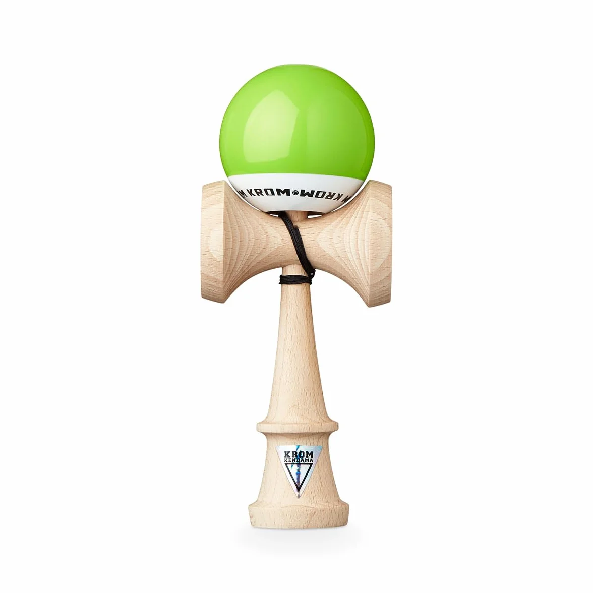 KROM Kendama Original de Madera para Principiantes y avanzados - Pop LOL Verde Claro - Juego de Habilidad para Exteriores e Interiores - Juguete de Madera con Cuerda y Pelota
