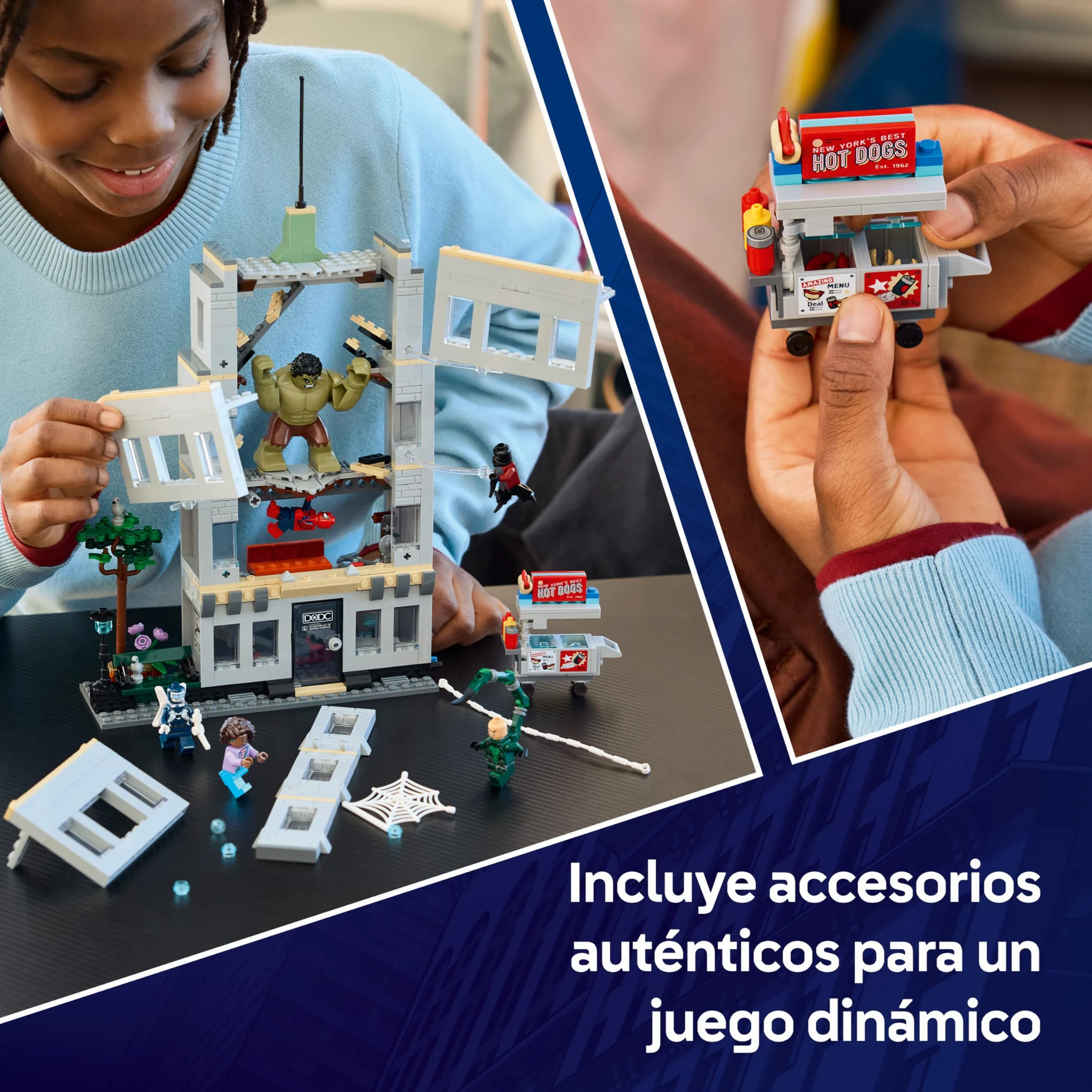 LEGO | Marvel Spider-Man vs. Hulk: Choque Épico - Juguete Interactivo con Oficina de 4 Plantas, Figura de Acción de Superhéroe, 5 Minifiguras Inc. Escorpión - Regalo para Niños de 8+ Años - 76350