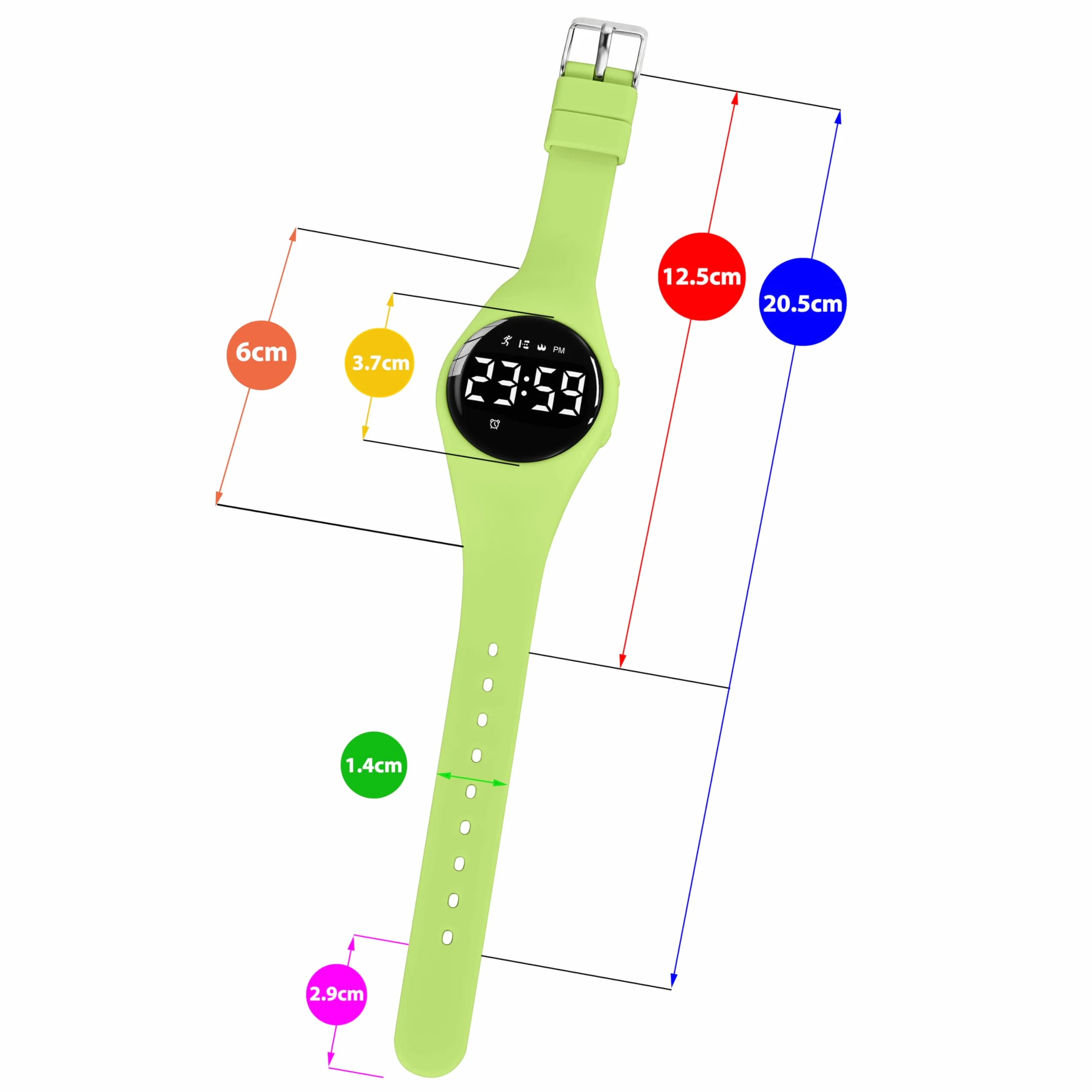 Reloj Digital Infantil Deportivo con Podómetro, Distancia y Calorías, Correa de Silicona