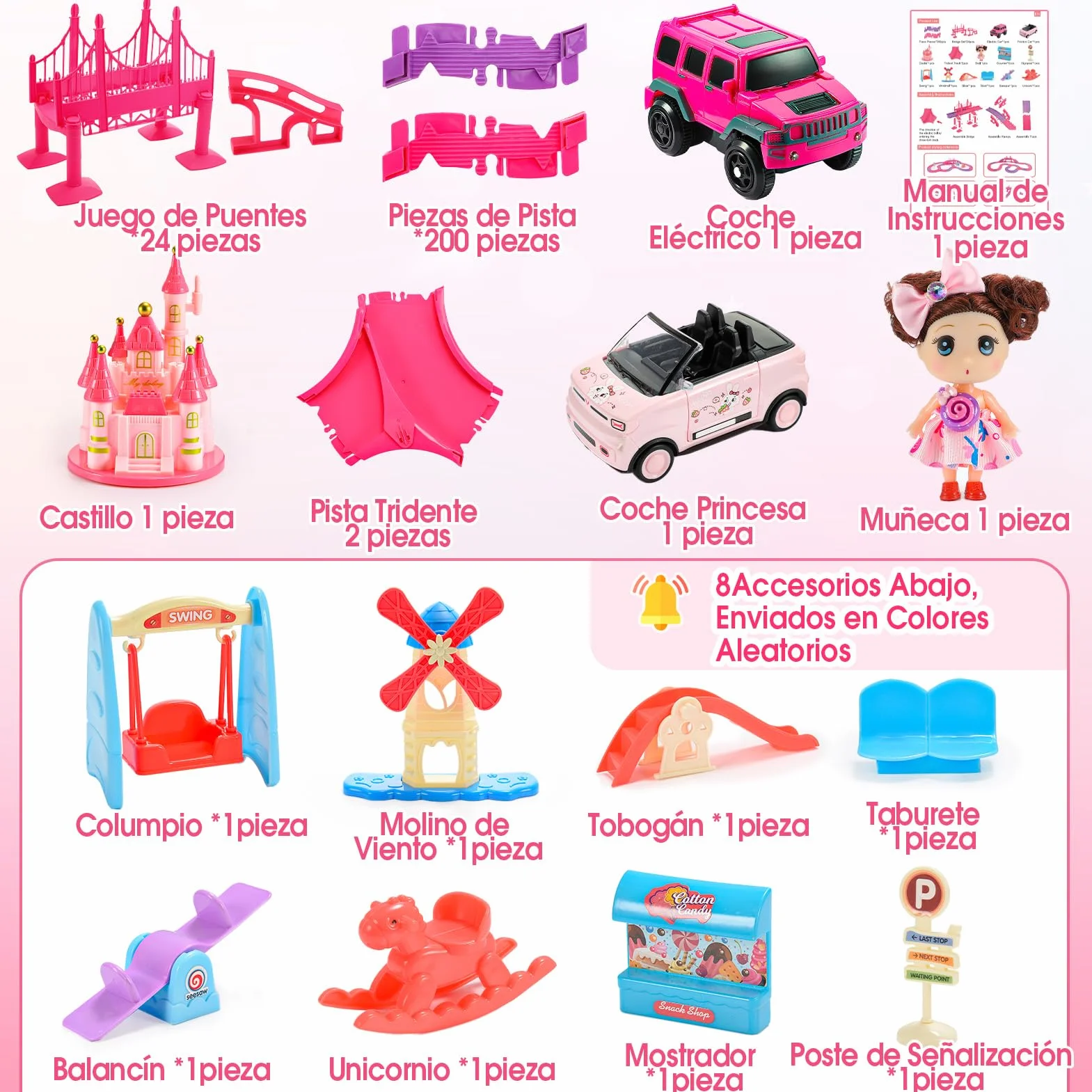 iKidiki Pista FlexIBLE Unicornios y Tiburón para Niñas 3-8 Años - Regalo Cumpleaños