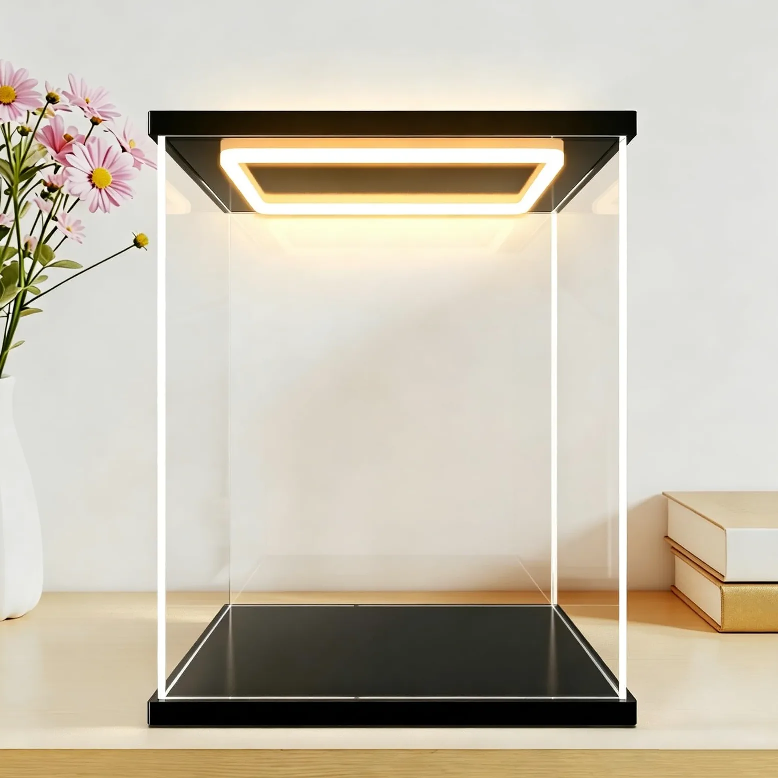Vitrina Acrílica For Coleccionables con Luz LED, Vitrina De Figuras For Coleccionables, Diseño De Fuente De Alimentación De Serie Múltiple(L30xW30xH30cm(L12xW12xH12in))