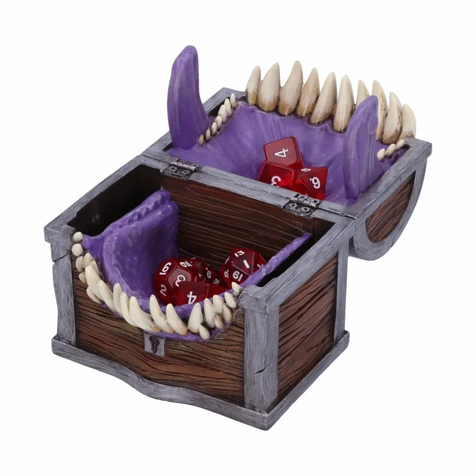 Nemesis Now Dungeons & Dragons - Caja de Almacenamiento de Dados de imitación, 11,3 cm, Resina, marrón, Producto Oficial de D&D, Caja de Dados de Personajes Mimic, fundida en la Mejor Resina, Pintada