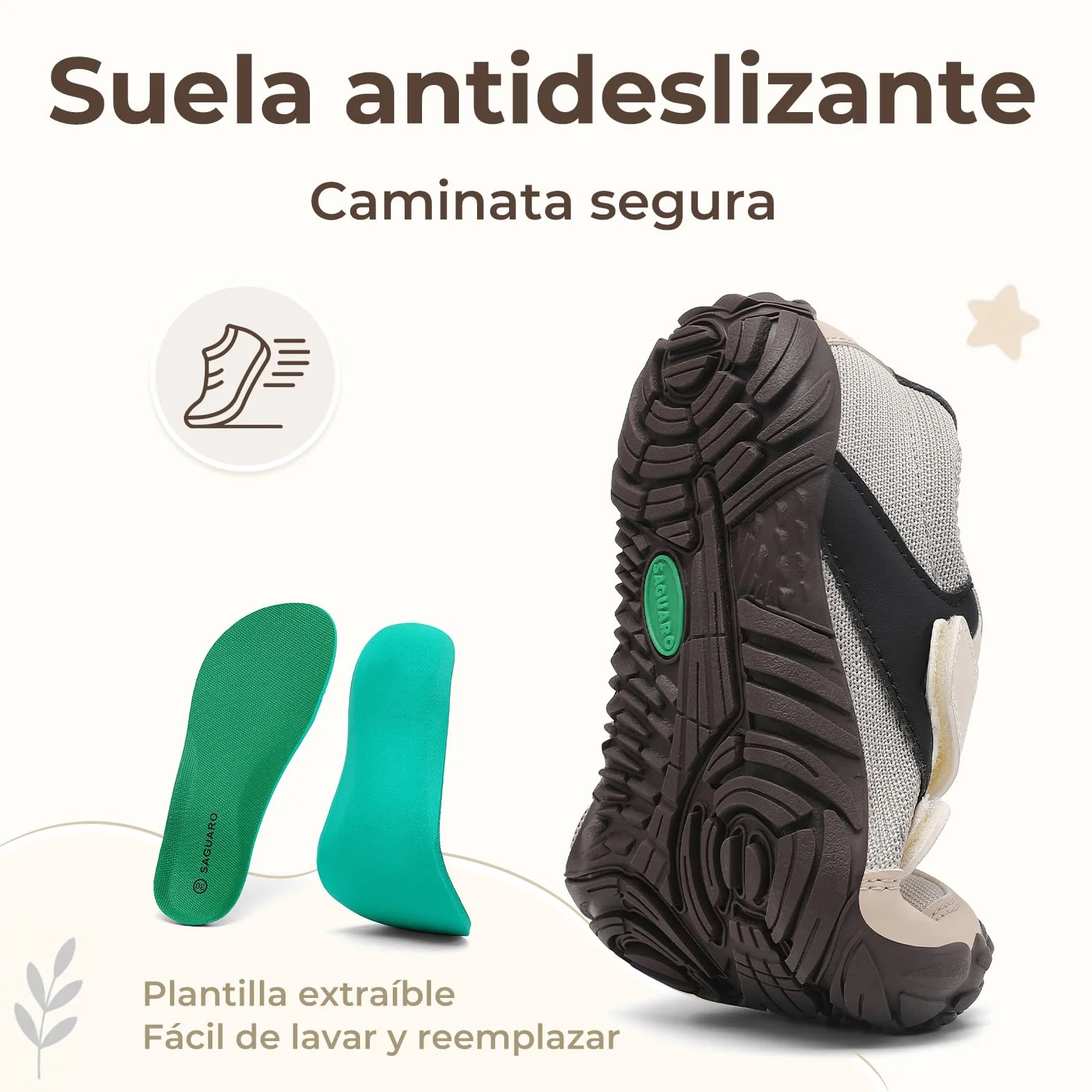 SAGUARO Zapatillas Barefoot Niños Sneakers Minimalista Puntera Ancha Exterior Interior Gr.25-36