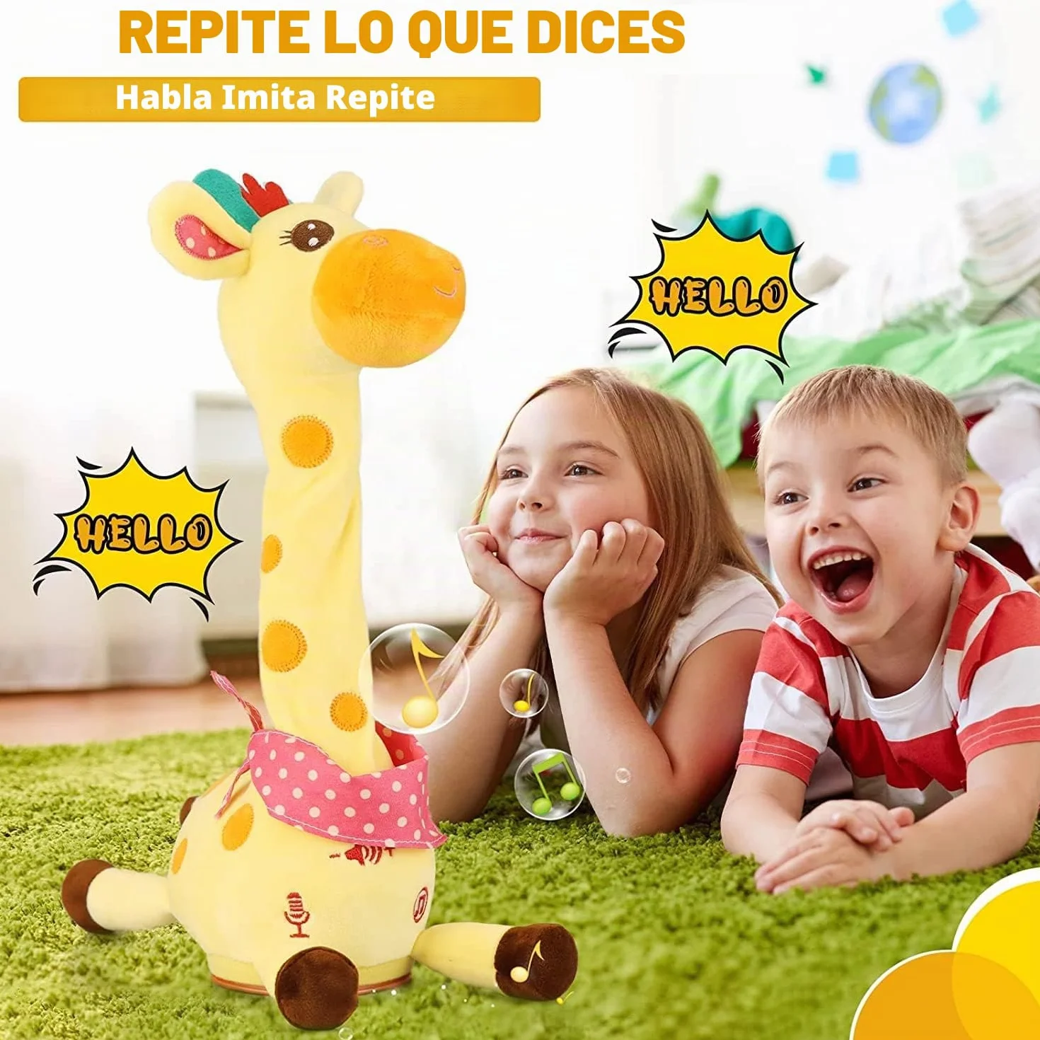 Jirafa Bailarín Peluche Musical Parlanchín con Volumen Ajustable Juguete para Bebés