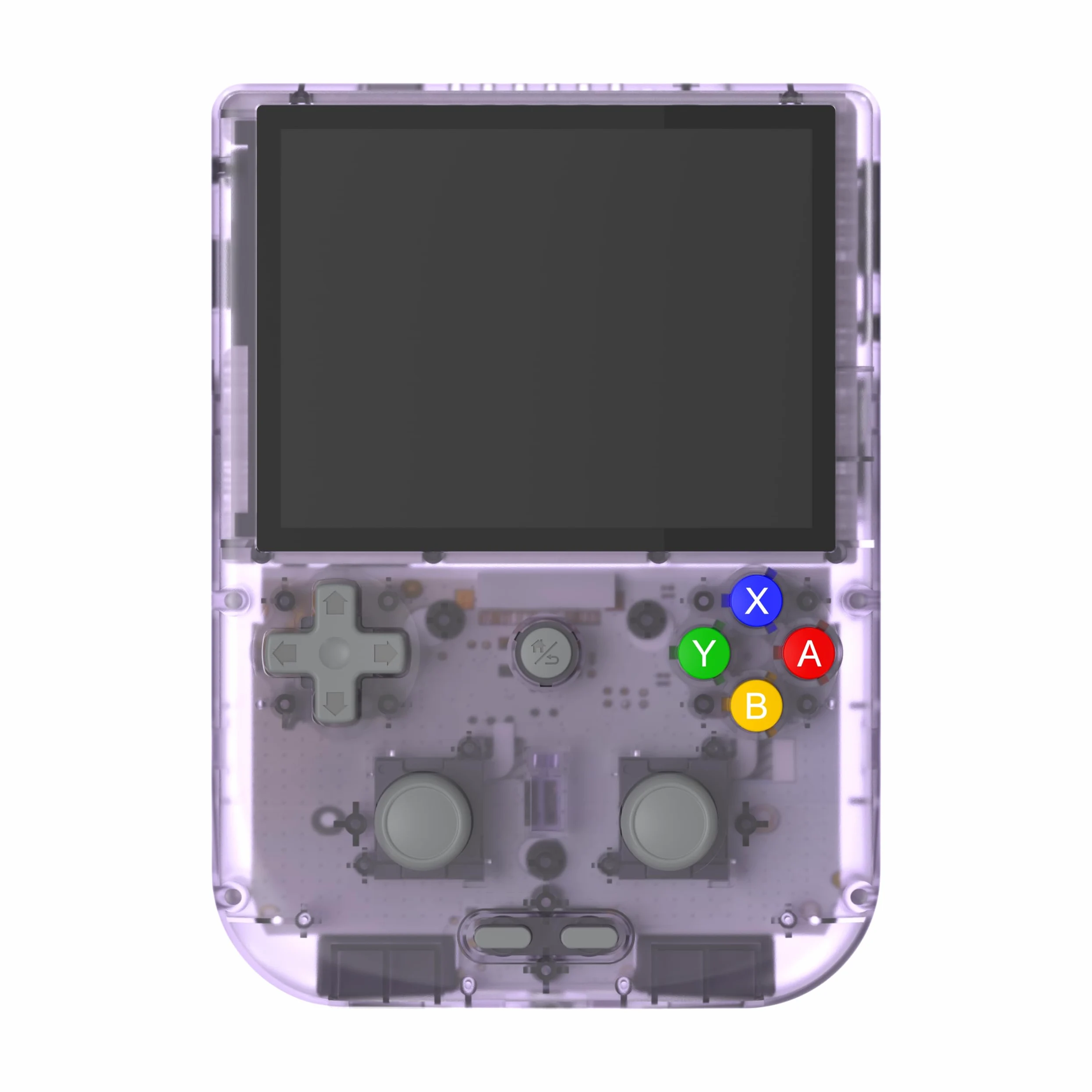 RG405V - Consola de juegos de mano retro, pantalla IPS de 4.0 pulgadas, sistema Android integrado, tarjeta TF de 128 G, batería de 5500 mAh, sin soporte de juegos (morado transparente)