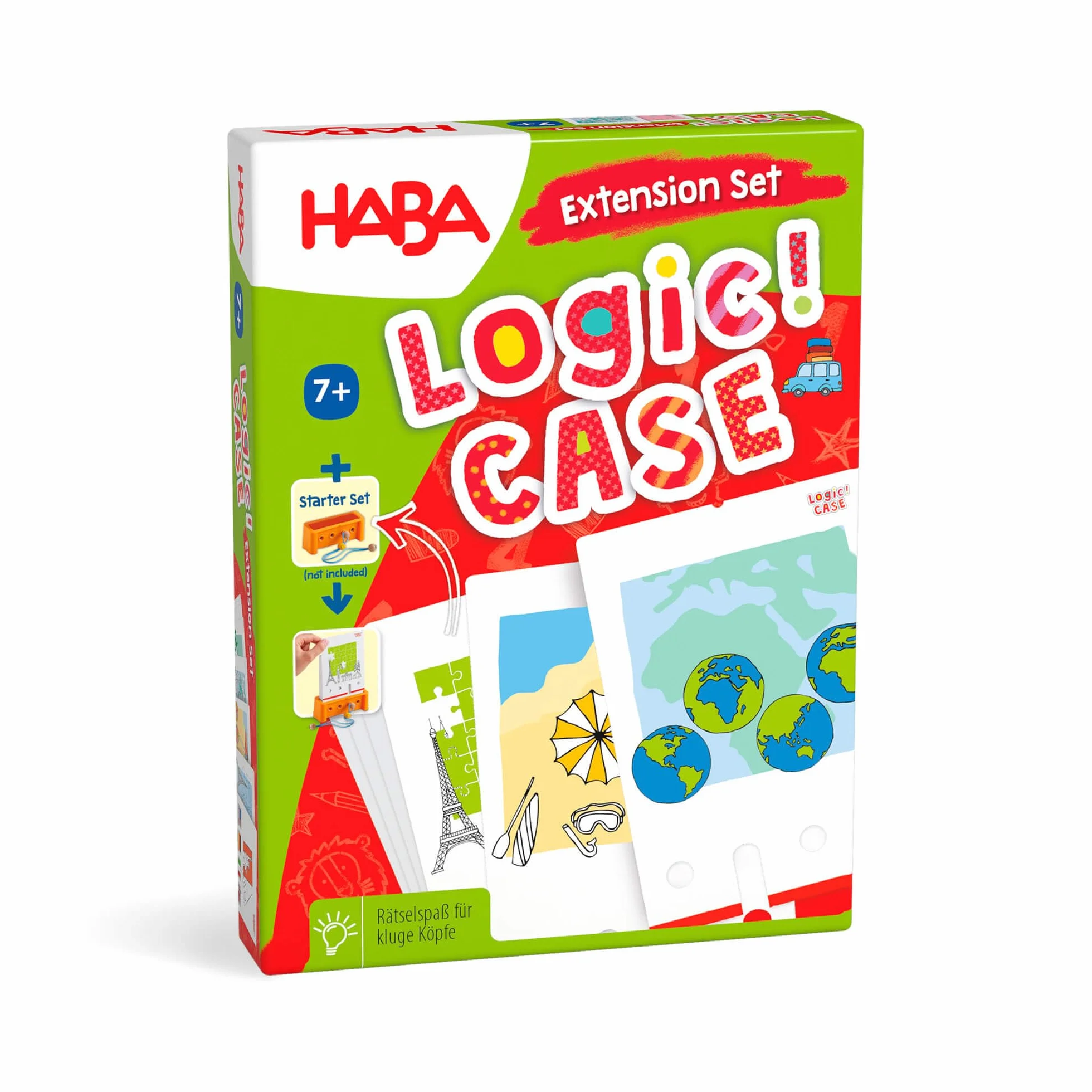 HABA Logic! Case Extension Set Vacaciones & Viajes, Juego de lógica para niños a Partir de 7 años, Juego de Rompecabezas. Juego de Viaje, Juego para 1 Jugador