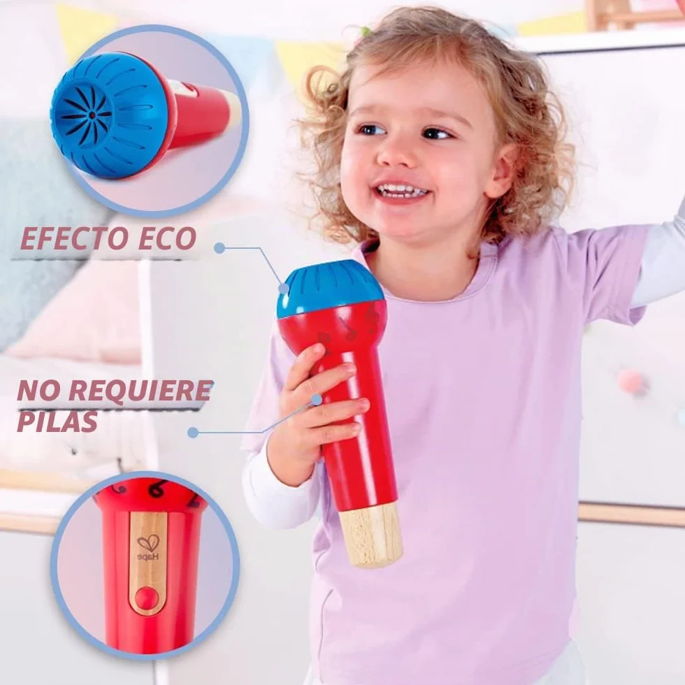 Hape Micrófono Eco Prodigioso, Micrófono de Juguete con Amplificador de Voz Sin Pilas para Niños y Niñas a Partir de 1 Año (el embalaje puede variar)