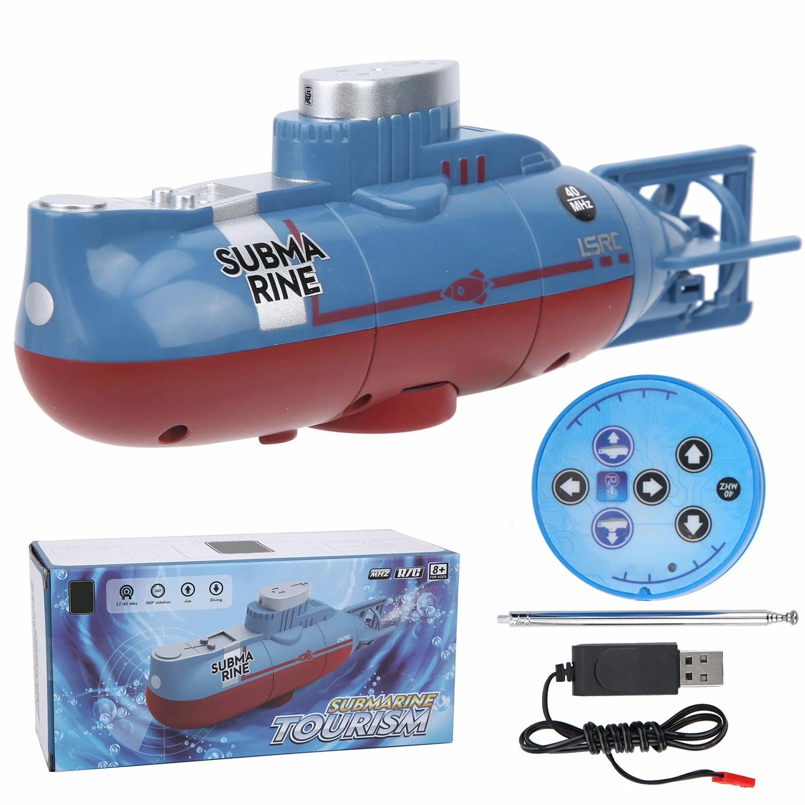 Mini RC Submarino Juguetes para Acuario, Modelo Simulado, Control Remoto de 6 Canales, para Niños