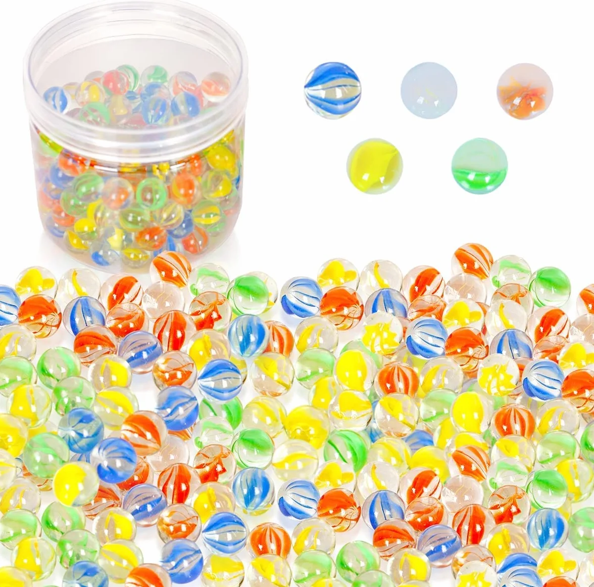 Powerking Bolas de Vidrio, Bolas de Cristal de Ojos de Gato Coloridos para niños para Juguetes/Juegos/Juegos/decoración de Pescados/Plantas 200 unids