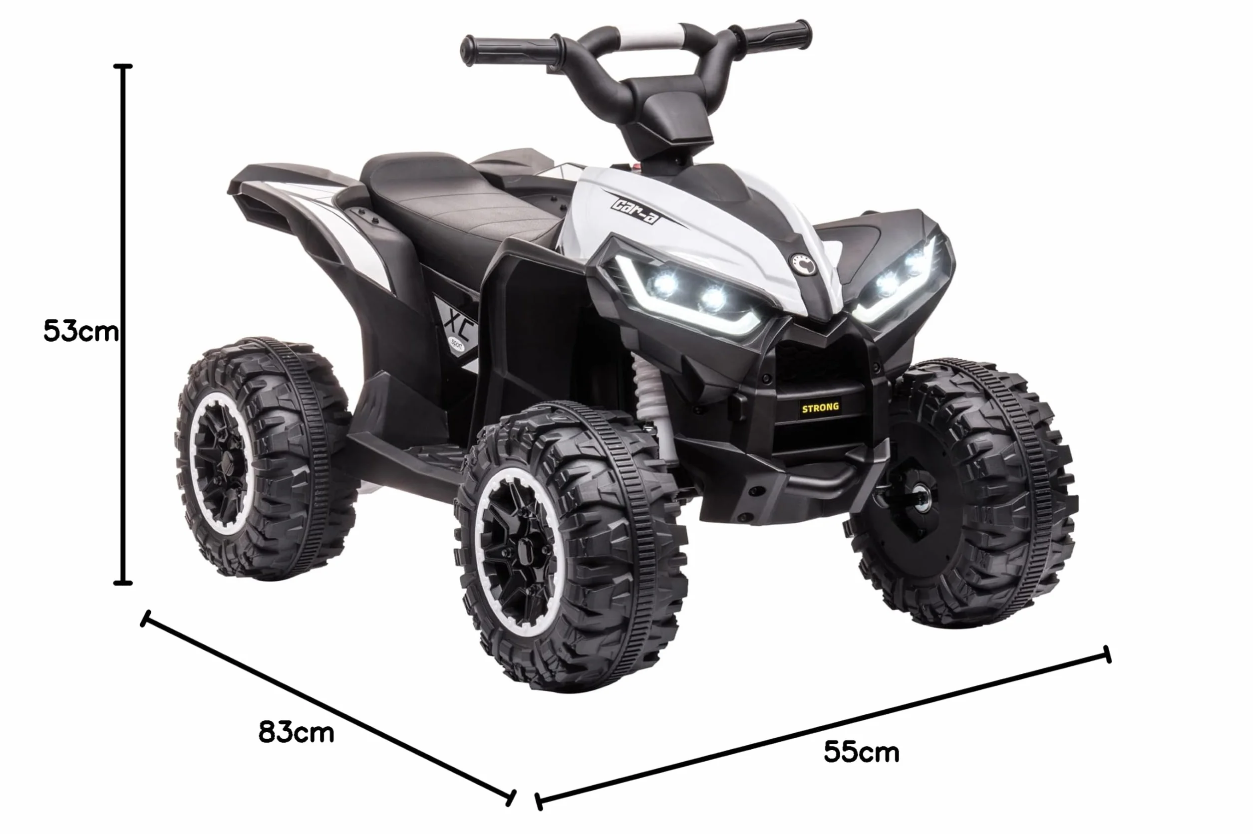 HOMCOM Quad Eléctrico para Niños 12V, Quad para Niños de 3-5 Años, con 2 Motores, Velocidad Ajustable 3-6km/h, Faros, Bocina, Música, USB, Avance y Retroceso, Blanco