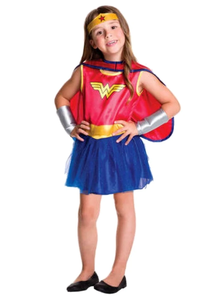 Wonder Womans - Disfraz clásico de tutú para niñas pequeñas, disfraz de Halloween