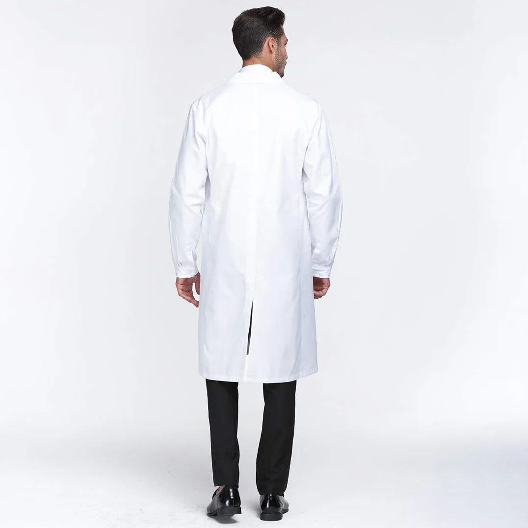 Bata Laboratorio Médico Blanco Larga para Hombres y Mujeres Uniformes Sanitarios