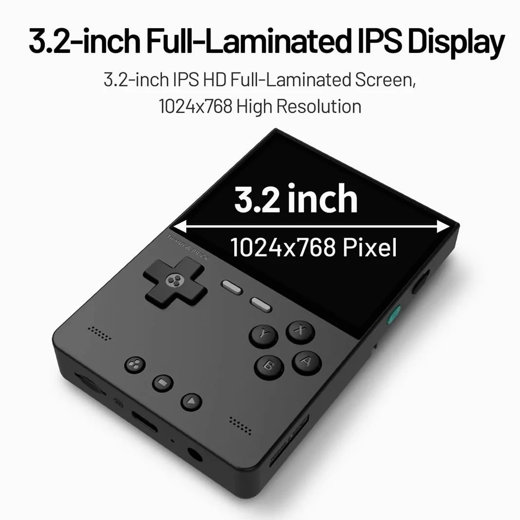 TRIMUI BRICK - Consola de juegos retro integrada en tarjeta TF de 128 G, pantalla IPS 3.2, sistema Linux, emulador portátil de videojuegos, juegos de arcade, para adultos y niños, regalos