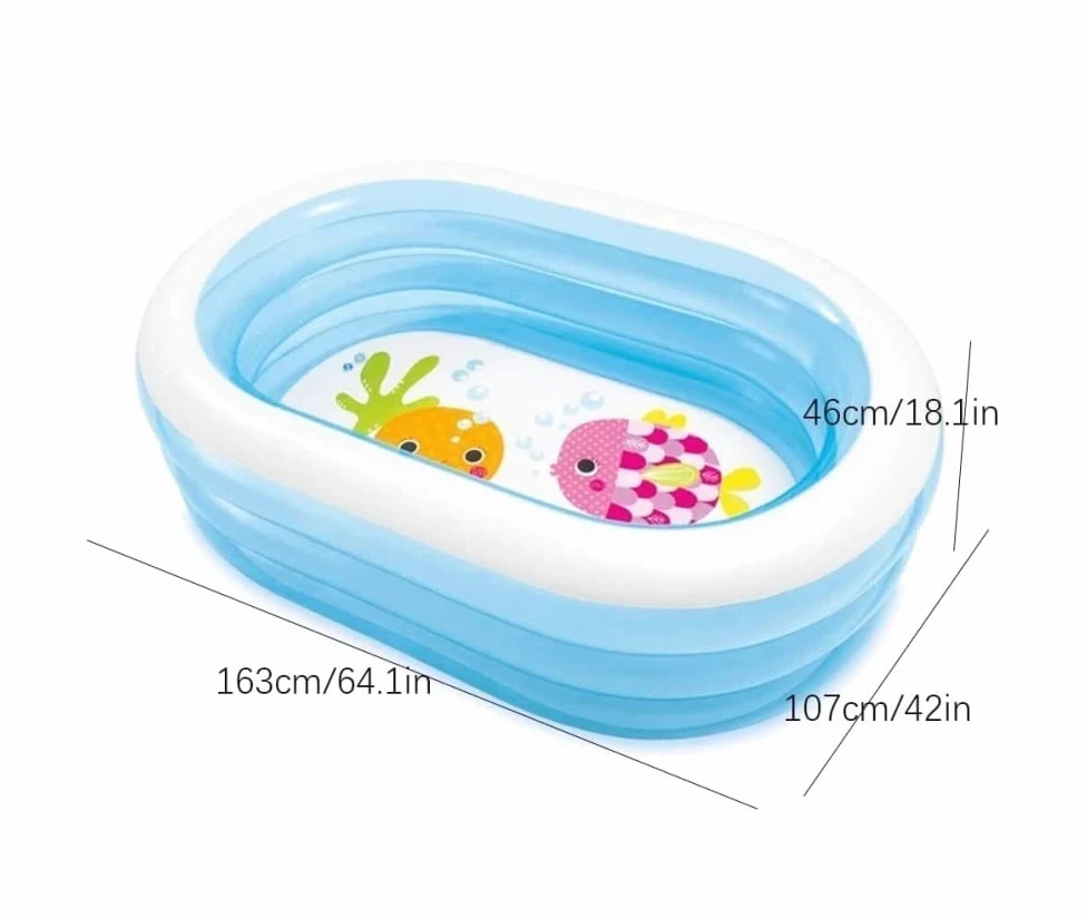 Piscina de jardín, Piscina Infantil Hinchable Azul 163x107x46cm