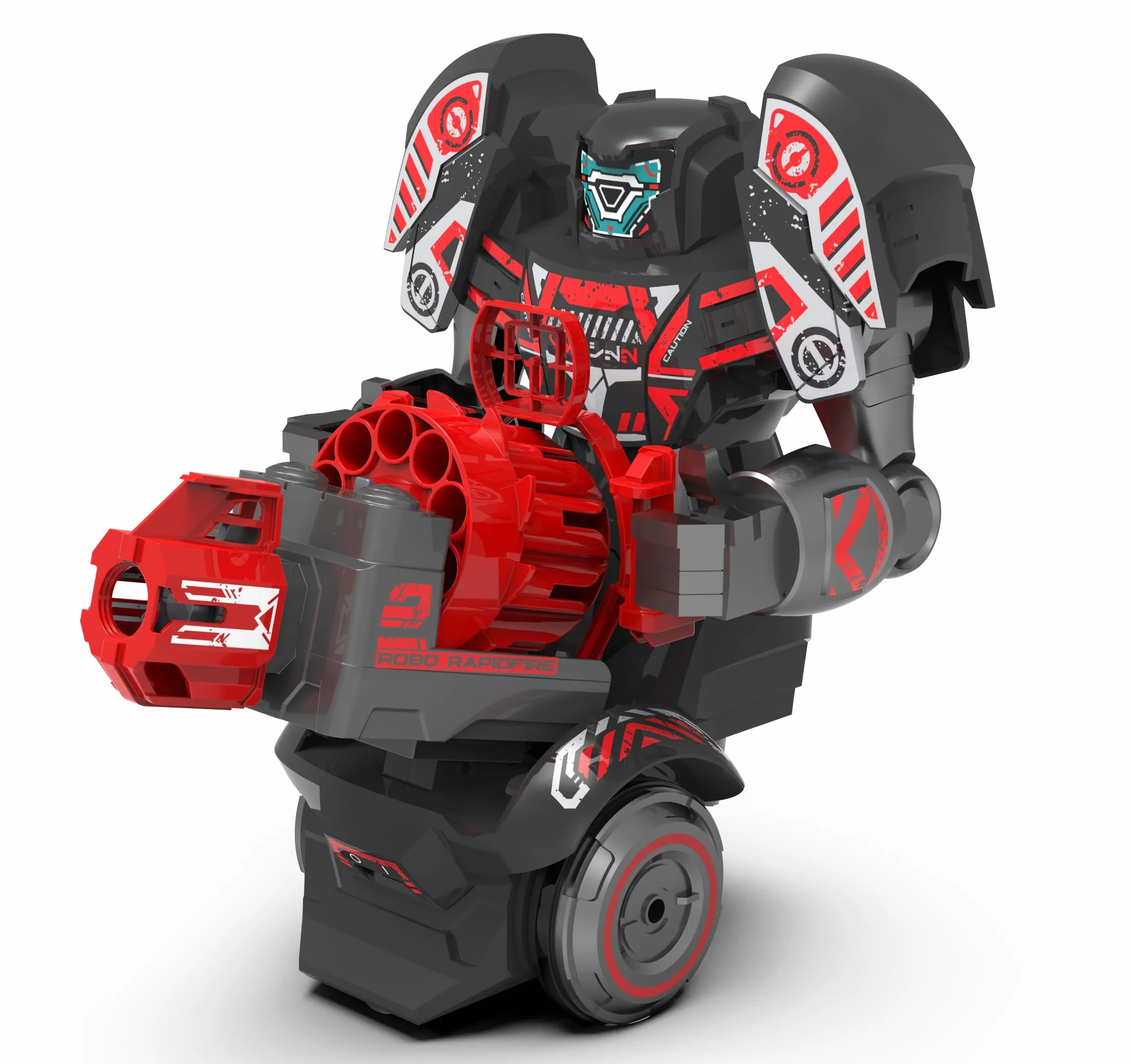 YCOO Robo Rapidfire, Robot con Luces led en la Cara y Efectos de Sonido, 2 Formas de Juego, dirigida y autónoma, dispara Dardos Desde el Mando, Funciona con Pilas, Bizak (62008528)