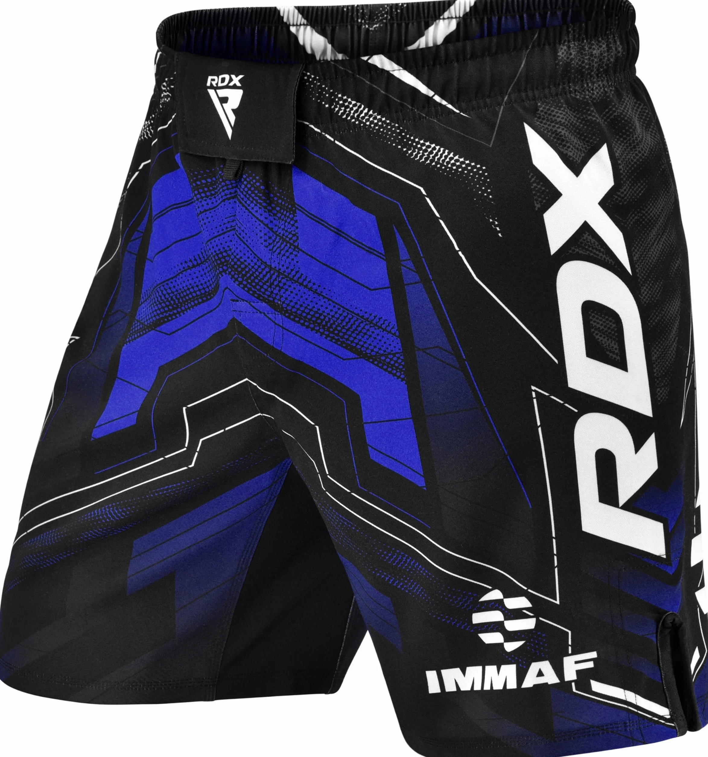RDX Pantalones cortos de MMA aprobados por IMMAF, diseño de aberturas laterales para boxeo, muay thai, kickboxing