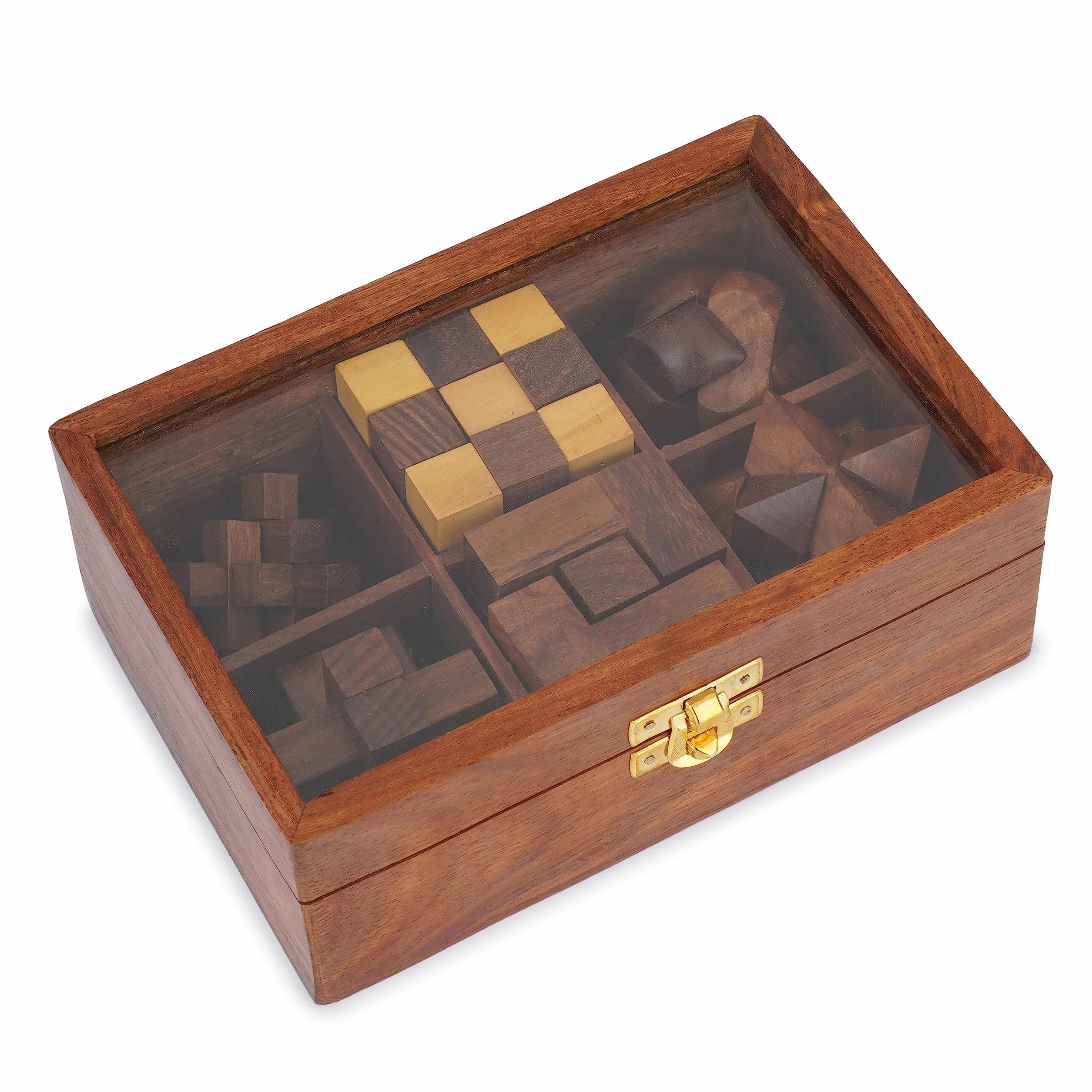 Ajuny Set de Juegos de Rompecabezas de Madera - Desafiantes 3D para Adolescentes y Adultos con Caja de Almacenamiento Decorativa para Pruebas de IQ, Juegos Artesanales como Regalos
