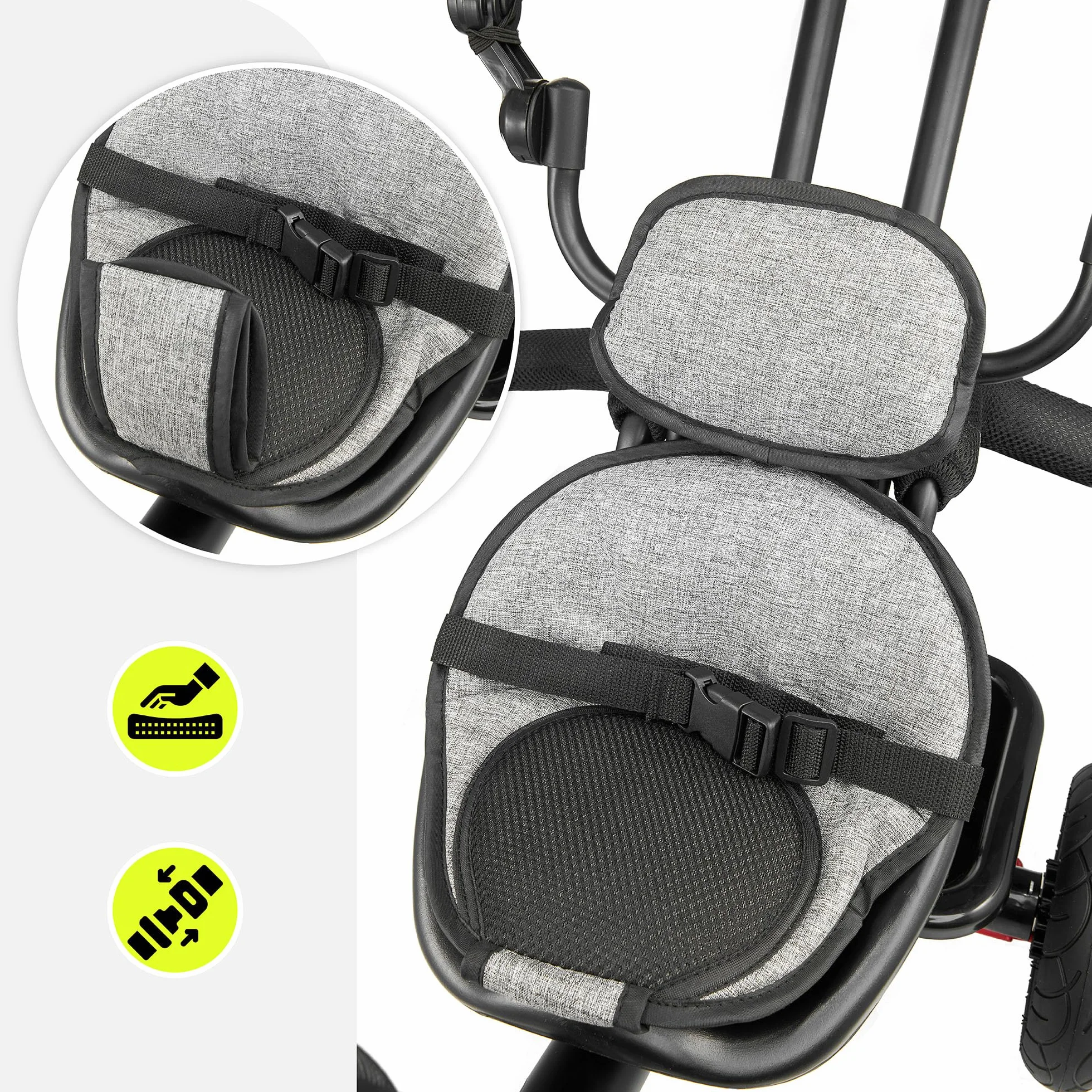 HyperMotion Triciclo Infantil con Manillar para Padres - Bici Bebé 1 Año Evolutiva hasta 20kg - Modelo Similar Kinderkraft con Barra de Empuje - Saltador Bebe Gris