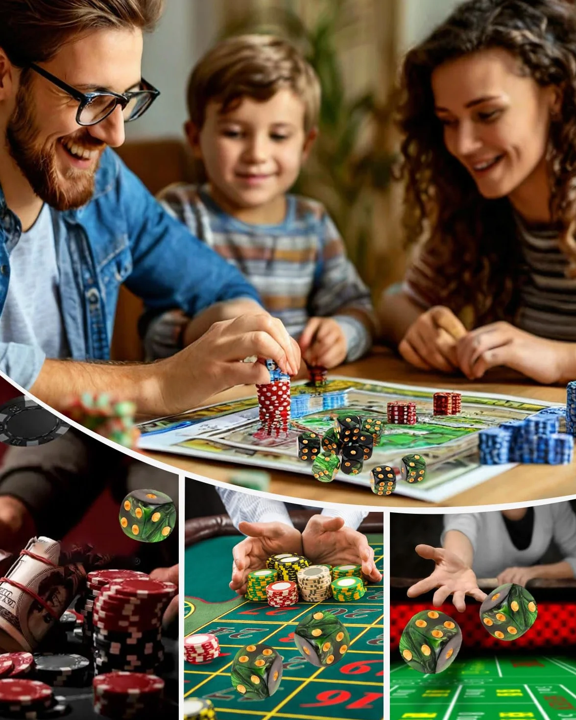 10 PCS Dados,16mm D6 Dado Acrílicos,Dados Verde-Negro con Bolsa de Tela,para Juegos de Mesa,Rol,Mesa,Lecciones de Matemáticas