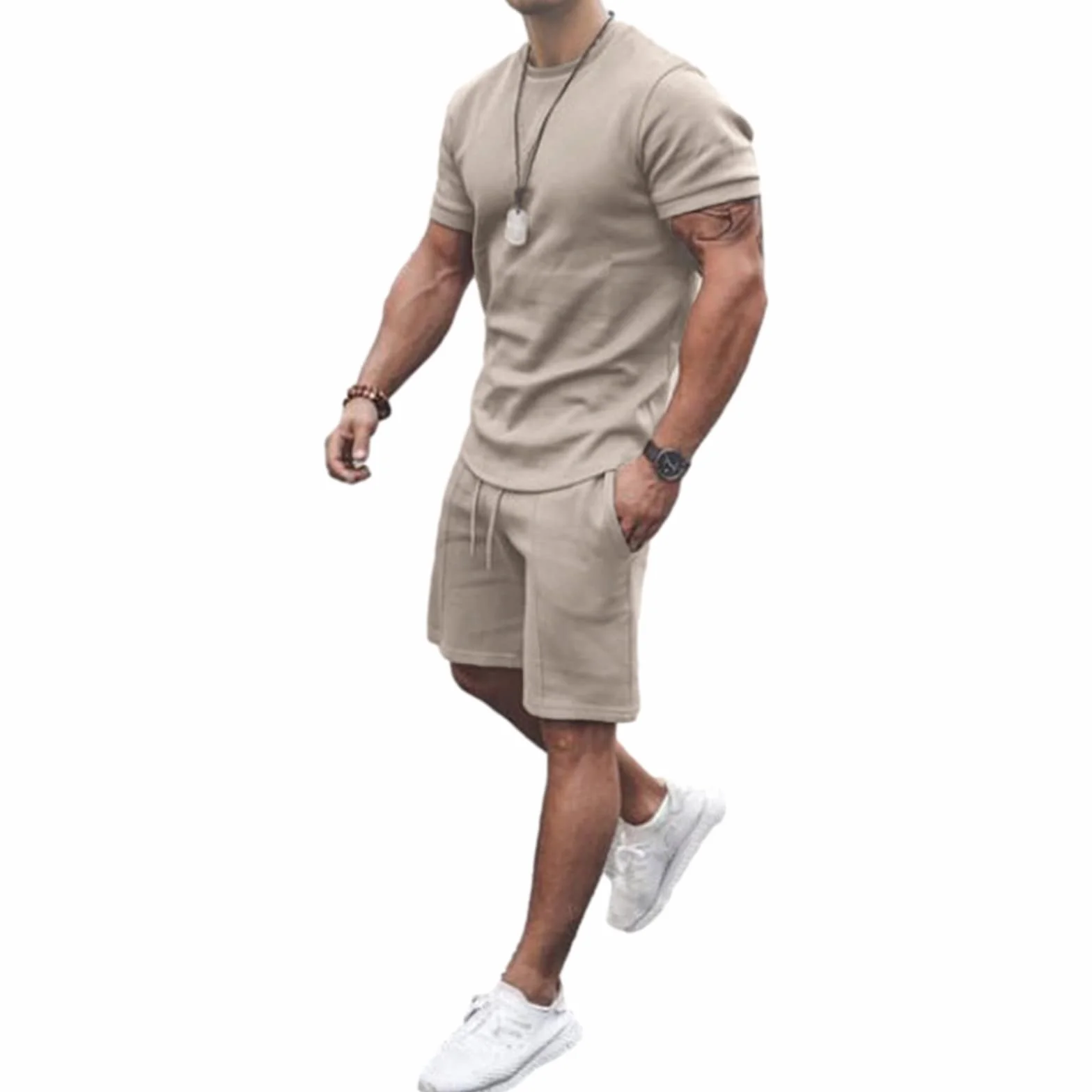 amropi Chándal Deportivo Hombre 2 Piezas Camiseta Shorts Verano Conjunto
