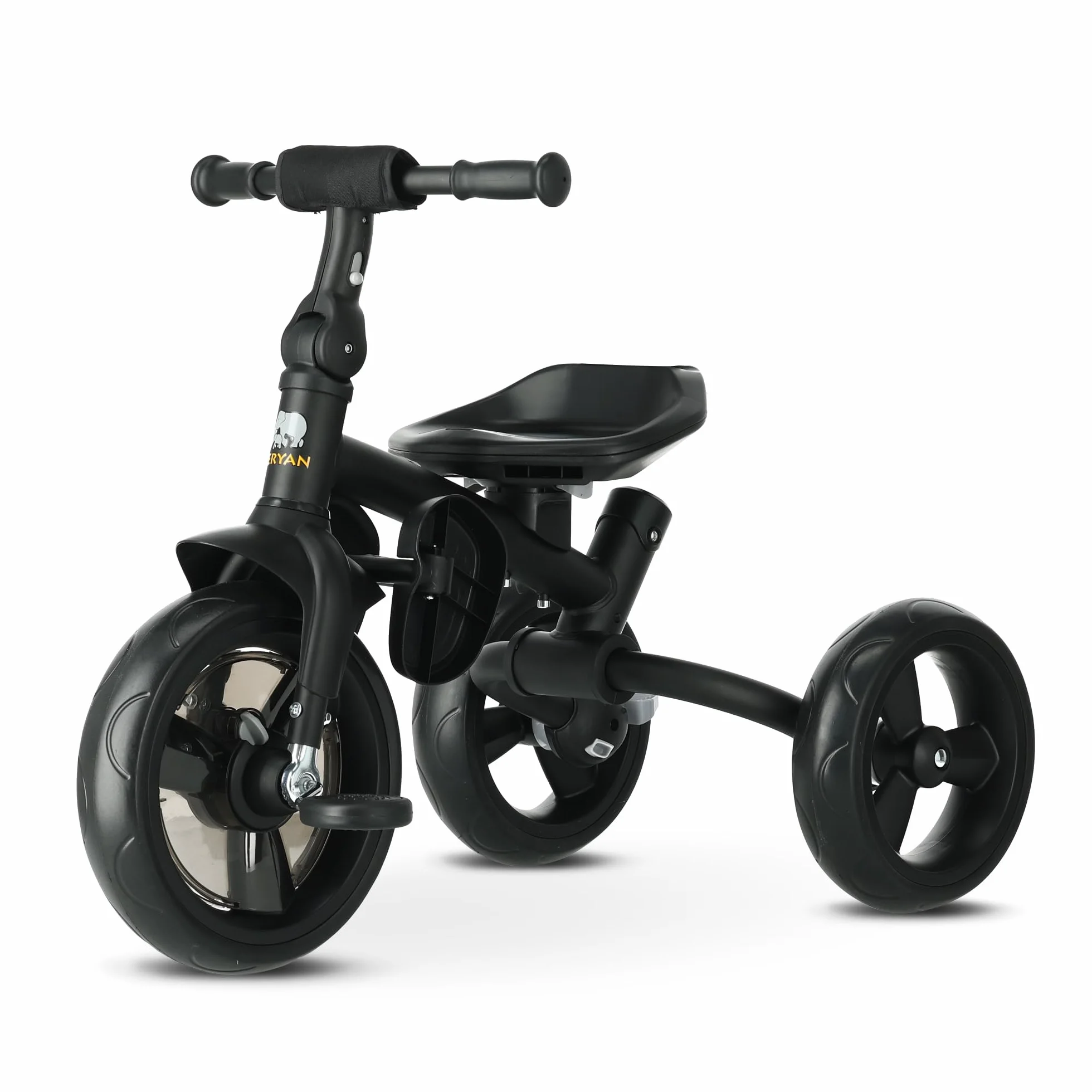 Deryan Explorer Triciclo 9 Meses a 25 kg - Evolutivo, Bicicleta Sin Pedales, Bicicleta Bebe, Plegable, para Niños, Asiento Reversible, Capota con protección Solar, Cesta, Arnés de 5 Puntos - Crema