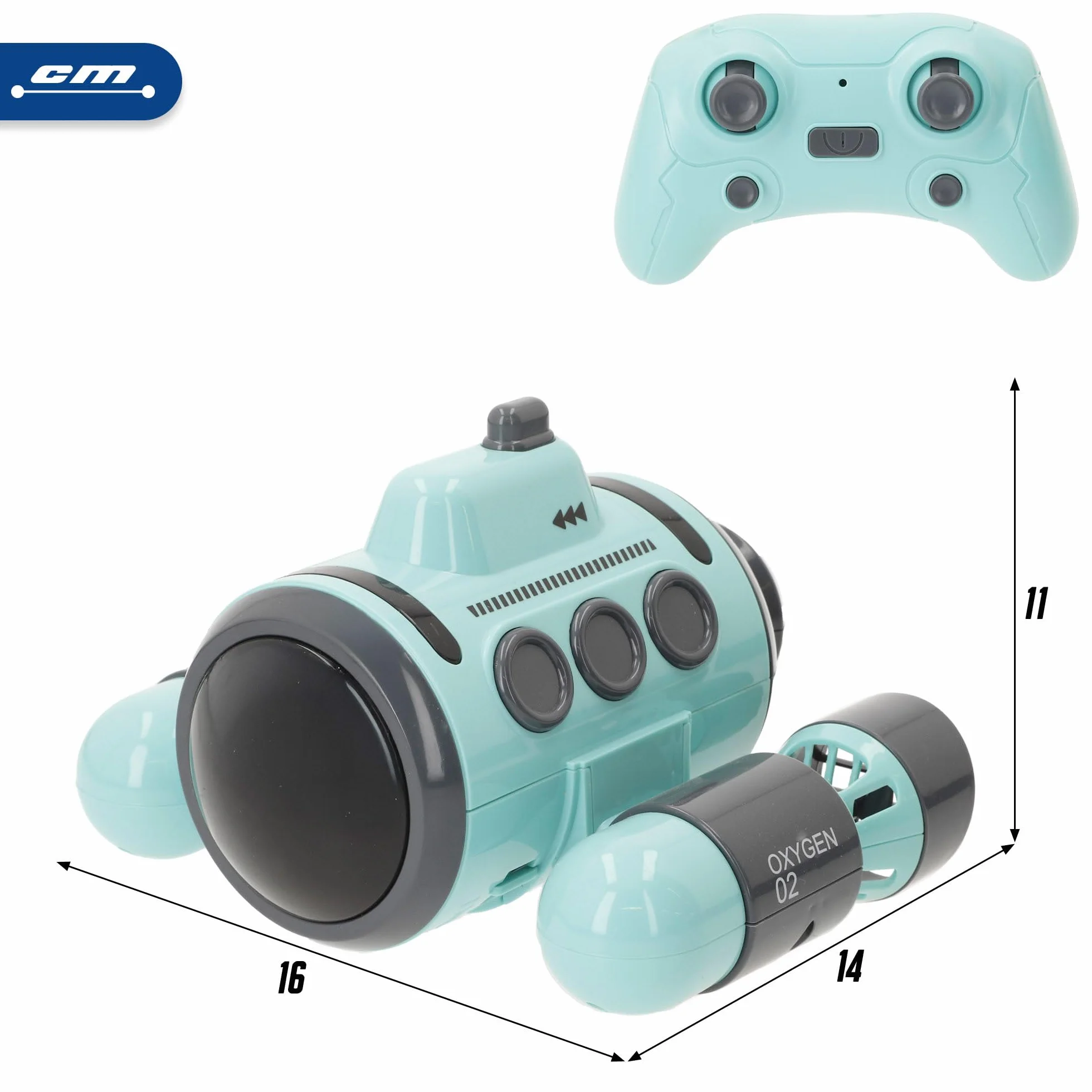 ColorBaby Speed & Go Submarino teledirigido, Giros 360º, Incluye luz, Mando a Distancia Sumergible, Alcance 25 Metros, Velocidad 15 km/h, Juguete para niños 4 años, Juguetes RC (39731)