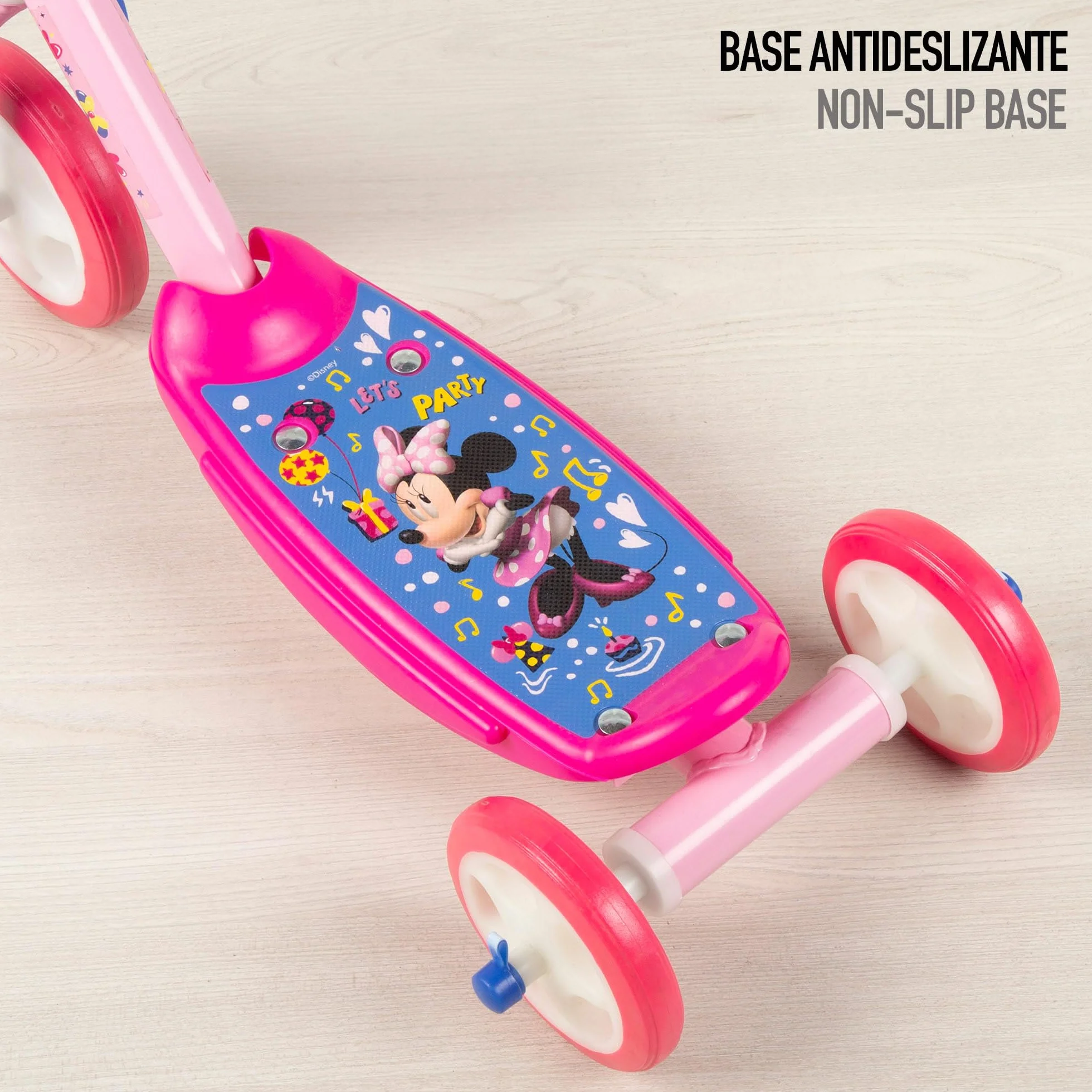 Disney Minnie Patinete 3 Ruedas +20 kg +2 años, 57x30x60-66 cm, Escudo Delantero, Juegos para niños, Motricidad, Diseño Colorido Minnie Mouse, Patinete Infantil, Fácil de Montar (77742)