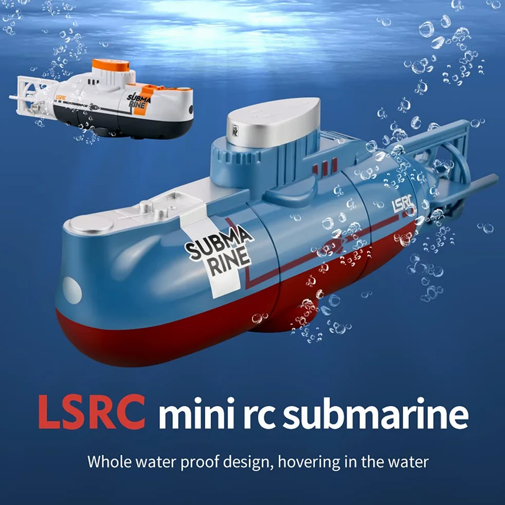 Mini Submarino RC de 6 Canales con Control Remoto, Barco Submarino RC, Modelo de Submarino, Juguete para Regalo Educativo para Niños (Azul)