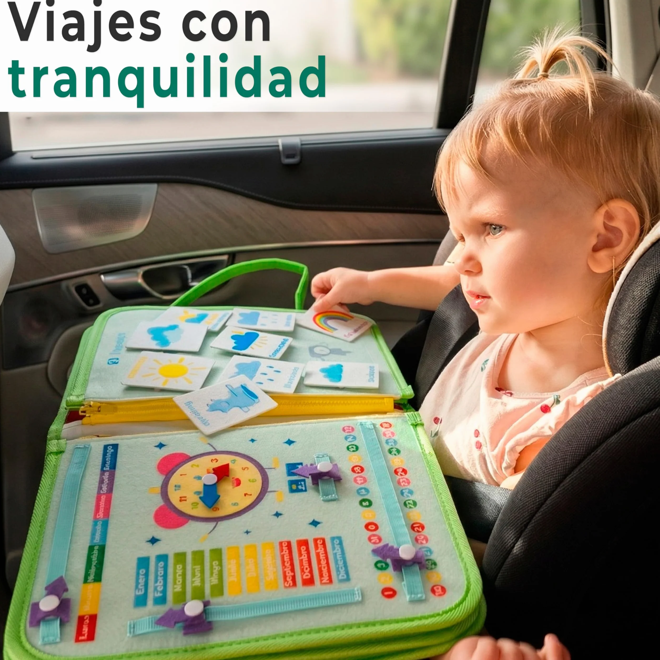 Busy Board Montessori Español | Libro Sensorial Montessori 10 Capas +26 Actividades | Juguetes Educativos 2 3 4 Años | Motricidad Fina | Maletín Busy Book Fieltro | Regalo Niño Niña