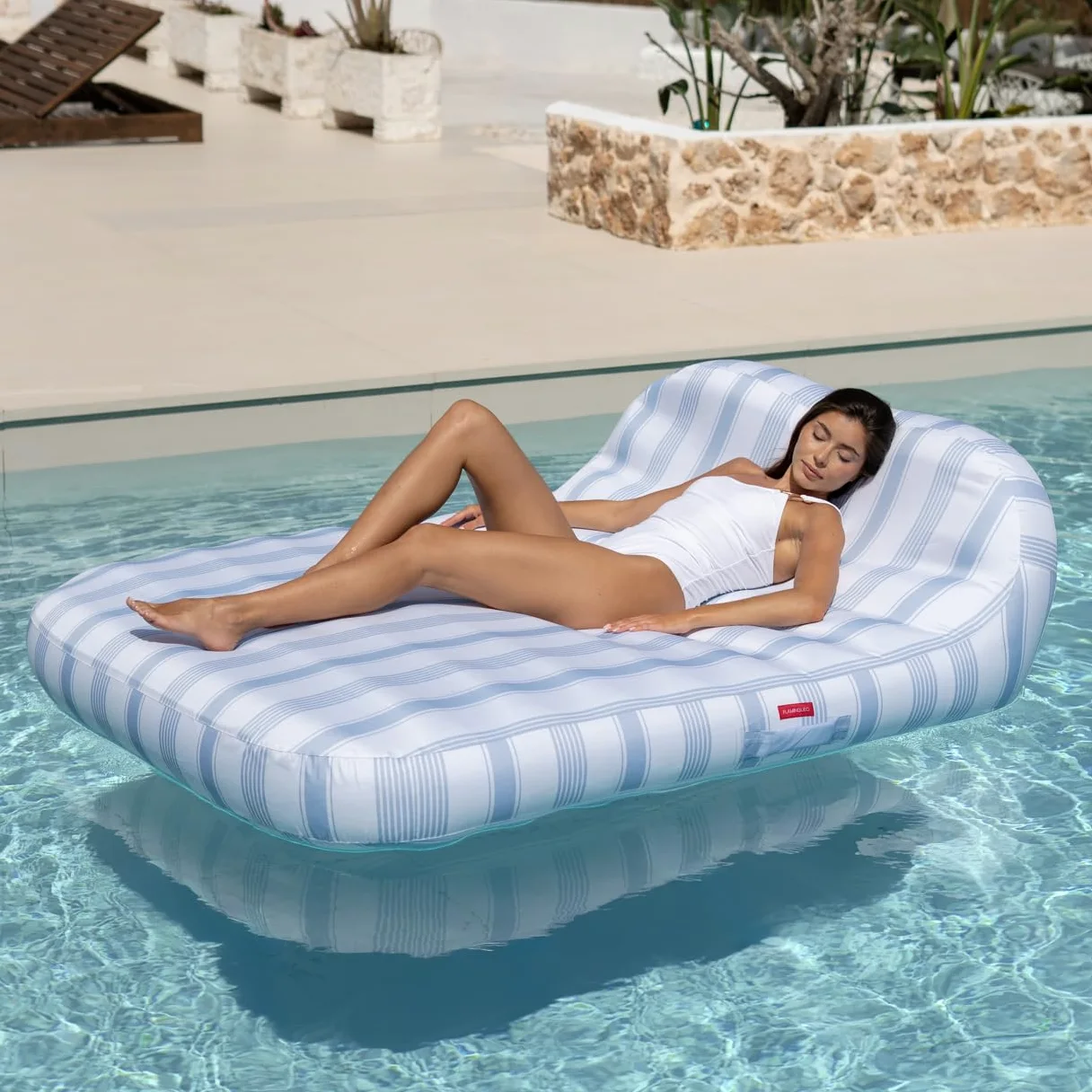 Flamingueo Colchoneta Piscina - Tumbona Hinchable - Extra Grande - Estructura Interior PVC - Funda Exterior Poliéster