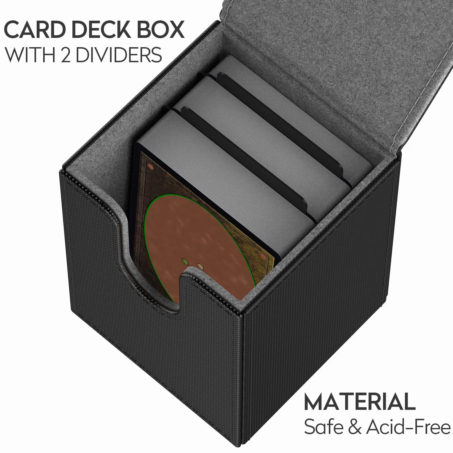 Pulchra Estuche para TCG, Magnetic Flip Box con 2 Divider, Tamaño Grande para 100+ Cartas, Deck Box - Dado Diseño (Elemental Design, Negro)