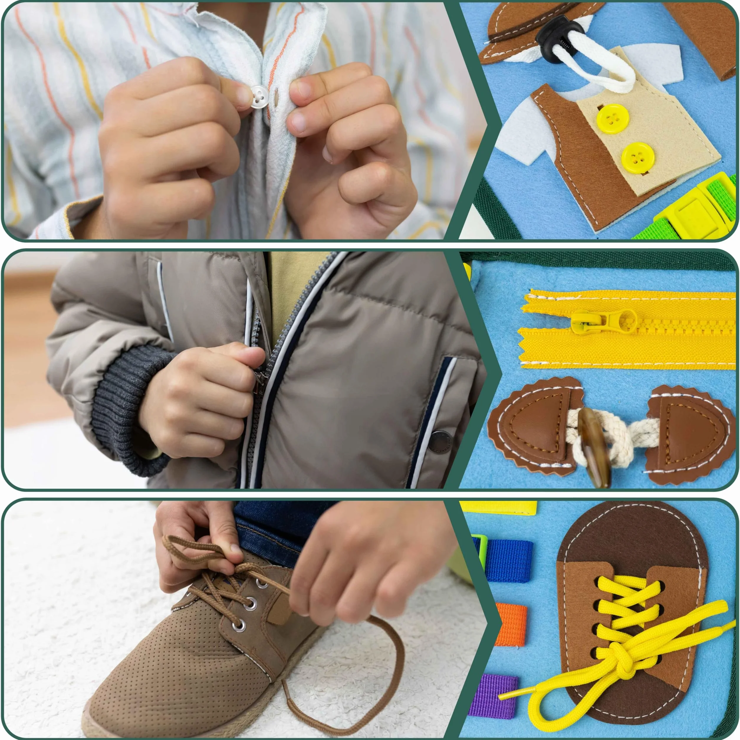 BONNYCO Busy Board Montessori de Fieltro, Maletin de Paneles Sensoriales Montessori. Tablero Busy Book, Juguetes Educativos Motricidad Fina. Juguetes Regalos para Niños y Niñas Cumpleaños, Navidad