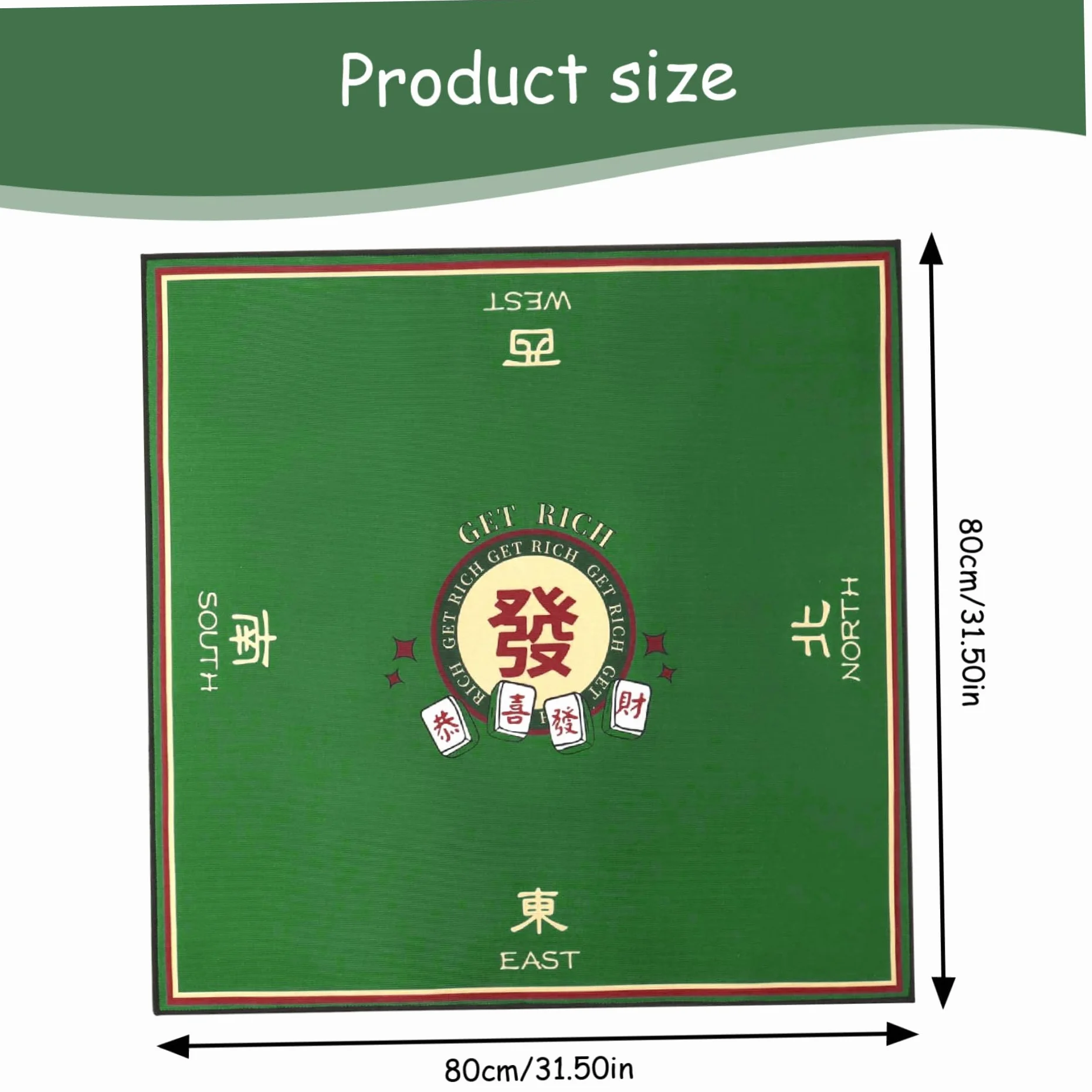 Tapete de Mahjong de 81 x 81 cm, Antideslizante, con reducción de Ruido, Enrollable, para Mahjong, póker, Cartas, Juegos de Mesa y fichas.