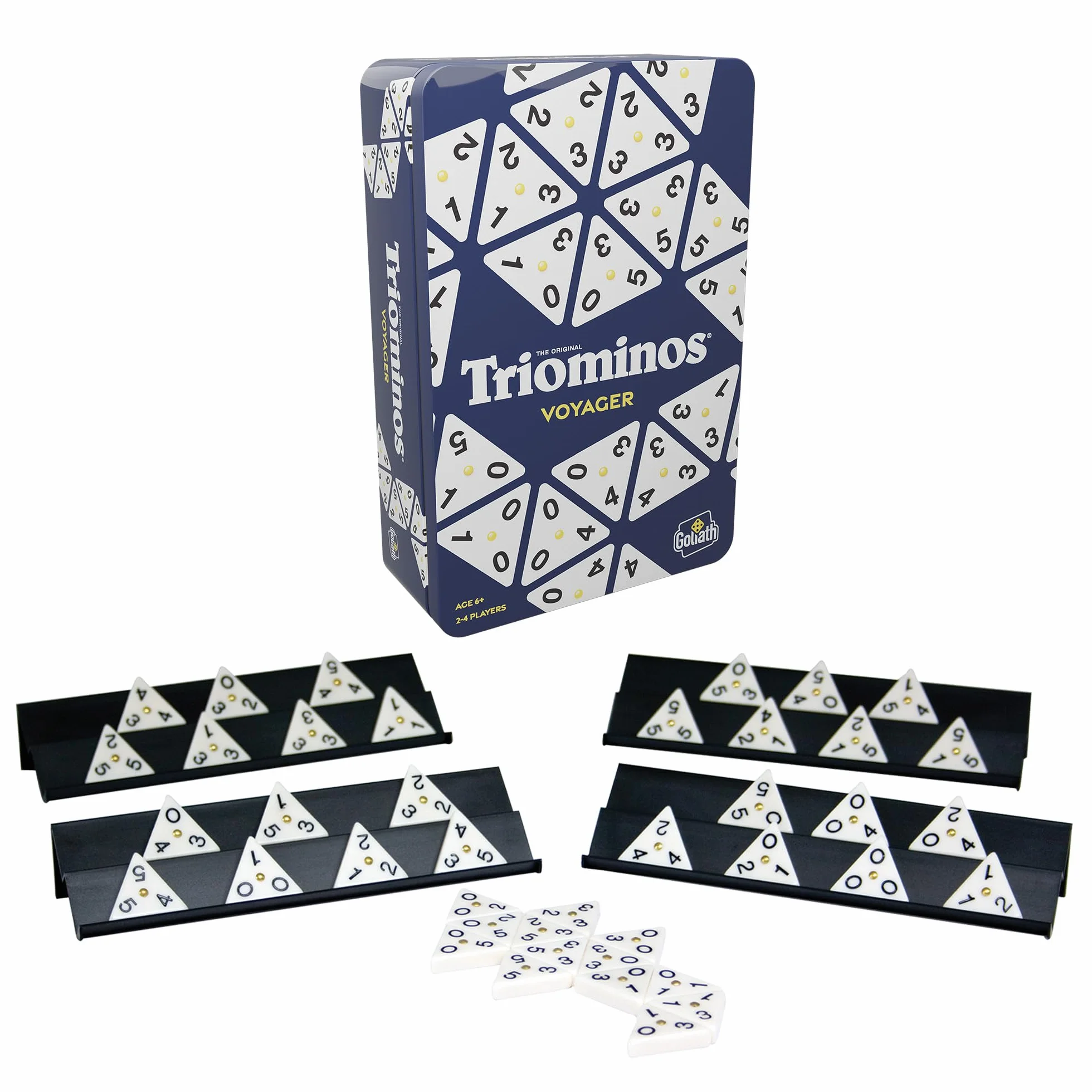 Bizak, Triominos Caja Metalica, Edición de Viajes, Juego de Mesa de Dómino para Niños +6 Años, Juguete Estratégico de 2 a 4 Jugadores, Compacto y Portátil, Estimula el Razonamiento Lógico (64550632)