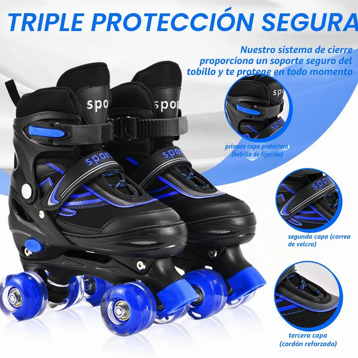 Patines ajustables para niños con ruedas iluminadas