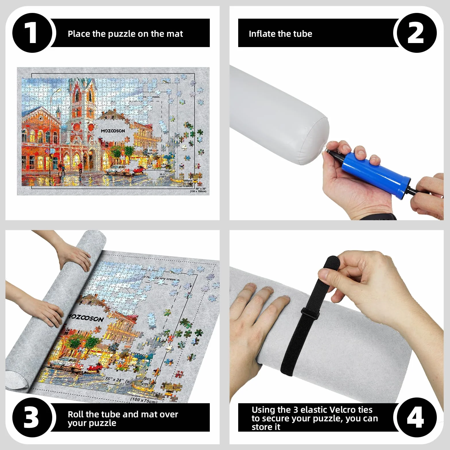 MOZOOSON Tapete Puzzle, Puzzle Mat Roll para Puzzle 1000 1500 2000 3000 Piezas para Adultos Niños, Fieltro Puzzles Tapete, Jigsaw Puzzle Roll Pad, Accesorio para Guardar los Puzzles