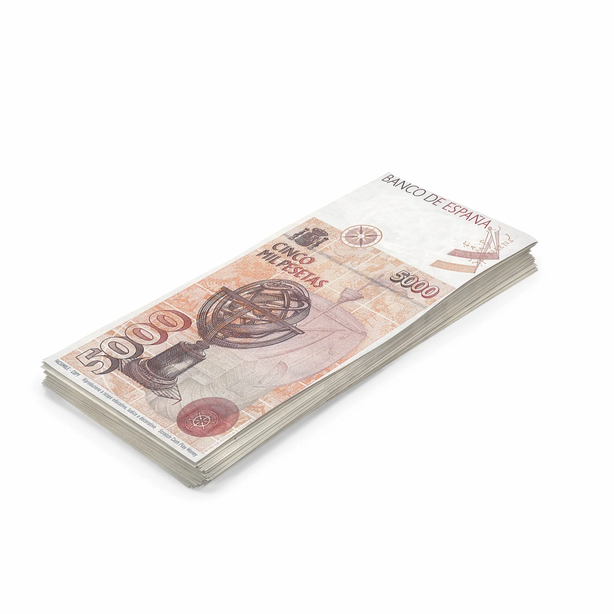 Scratch Cash 100 x ₧ 5.000 Pesetas Dinero para Jugar (Tamaño Real)