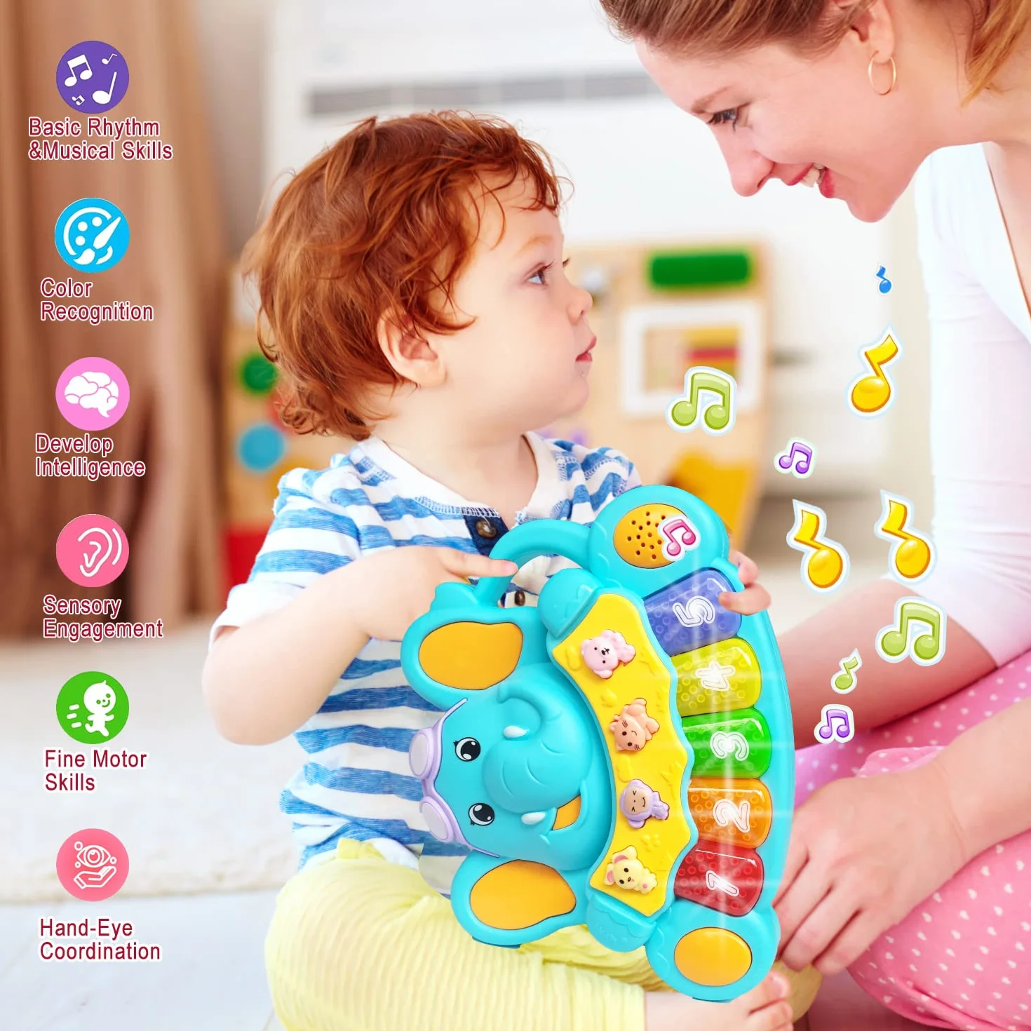 Piano Juguetes para Niños 1 Año Teclado para Piano Luces Músical Juguetes Bebés 6-12-18 Meses Cumpleaños Regalos para Bebés 1 2 Años Niños Niñas