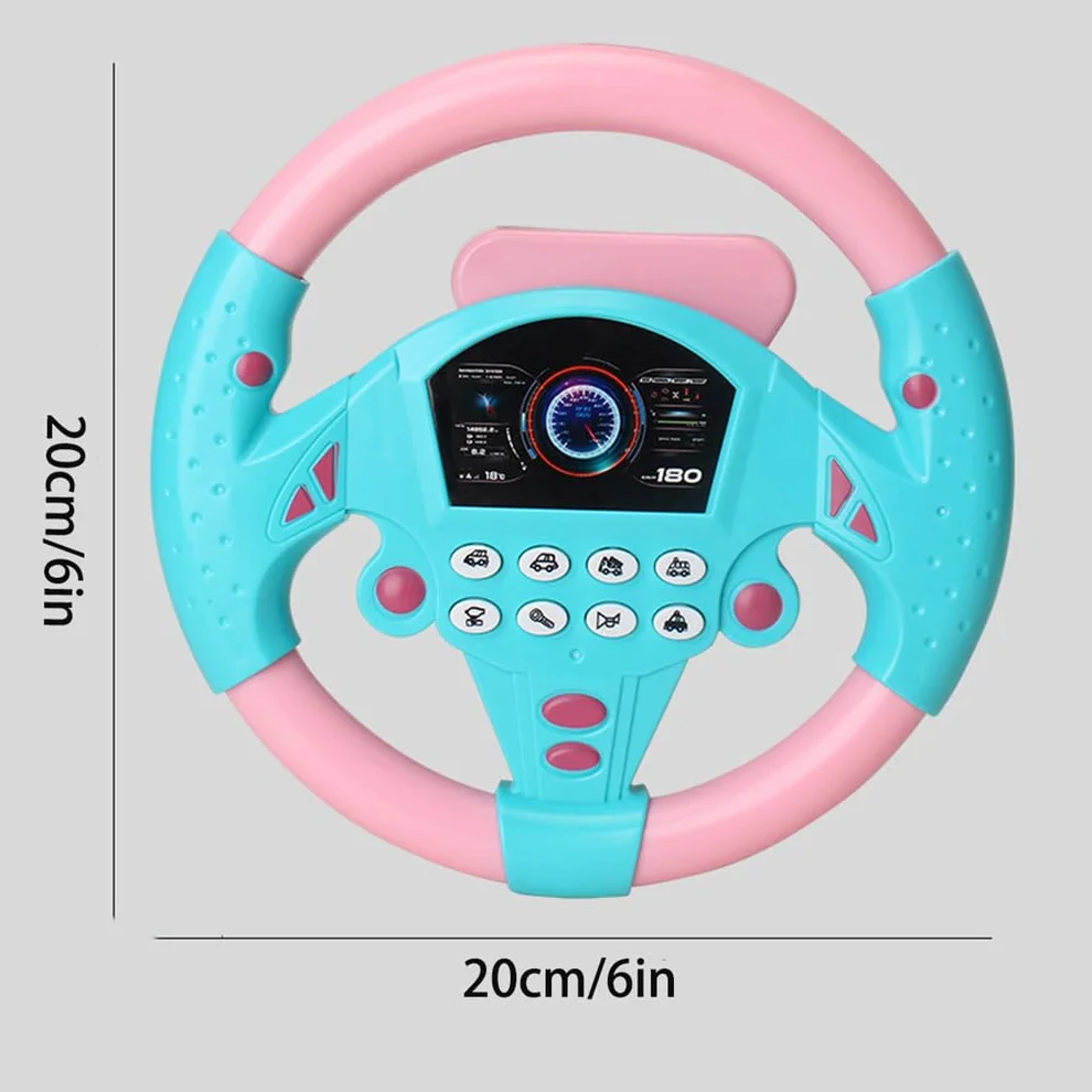 360° Rotating Musical Steering Wheel - Portable Car Back Seat Driving Simulation Toy, Fun Tunes & Realistic Driving Sounds, Travel Activity for On-Road Entertainment During Trips (Yellow)