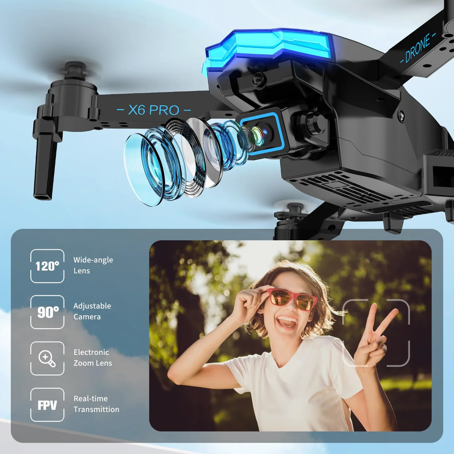 Dron con Camara 1080P para Niño y Adultos RC Quadcopter con Motor sin Escobilla Drone FPV para Principiantes con 30min de Vuelo/Altitud Retención, Juguete para Niño Regalos Cumpleaños (Grey)