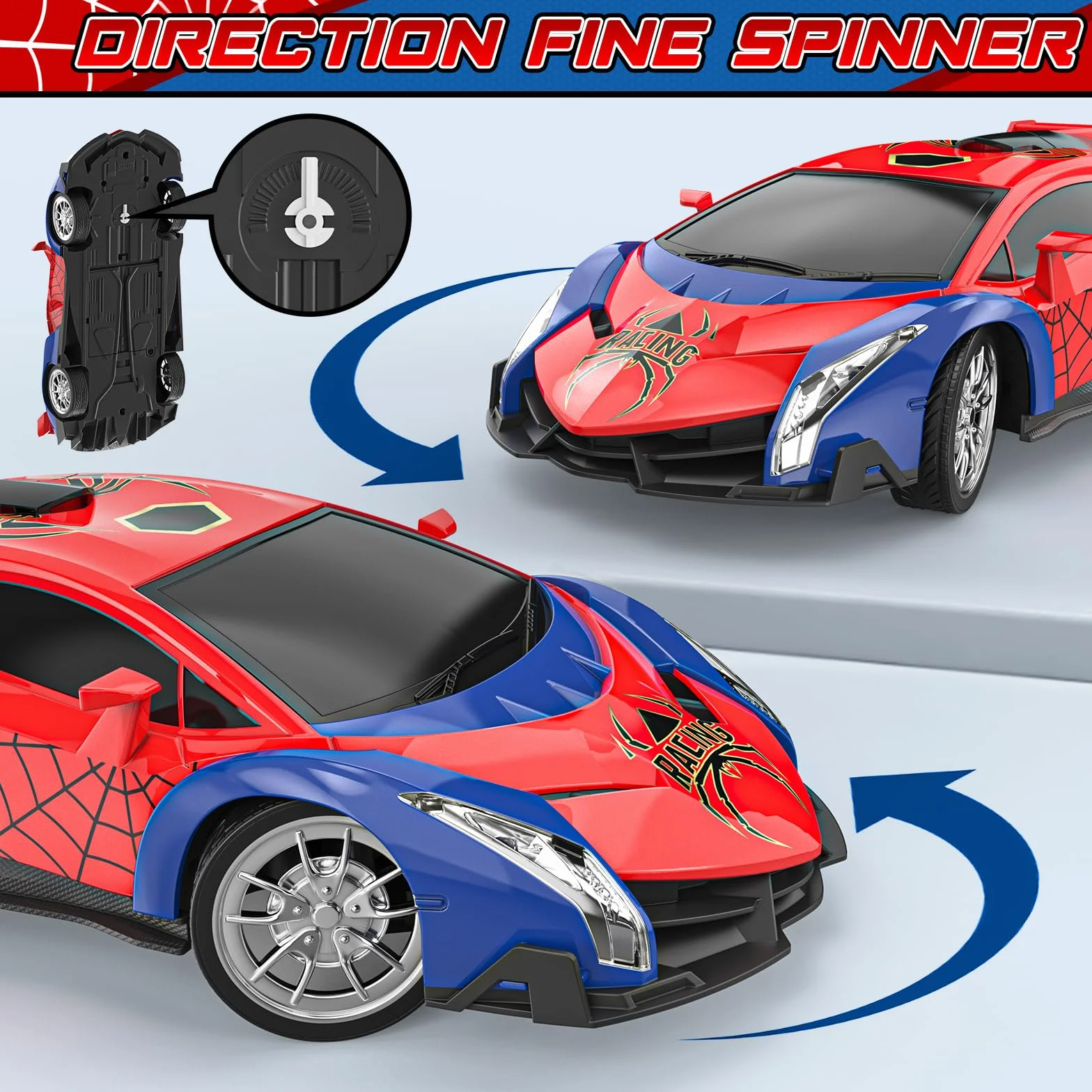 Mieryd Coche Teledirigido, Escala 1/18 Coches de Carreras Alta Velocidad Juguetes Niños 3 4 5 6 7 8 9 10 Años Juegos al Aire Libre Interior Drift RC Car con Luces Regalo Cumpleaños Navidad Niño Niña