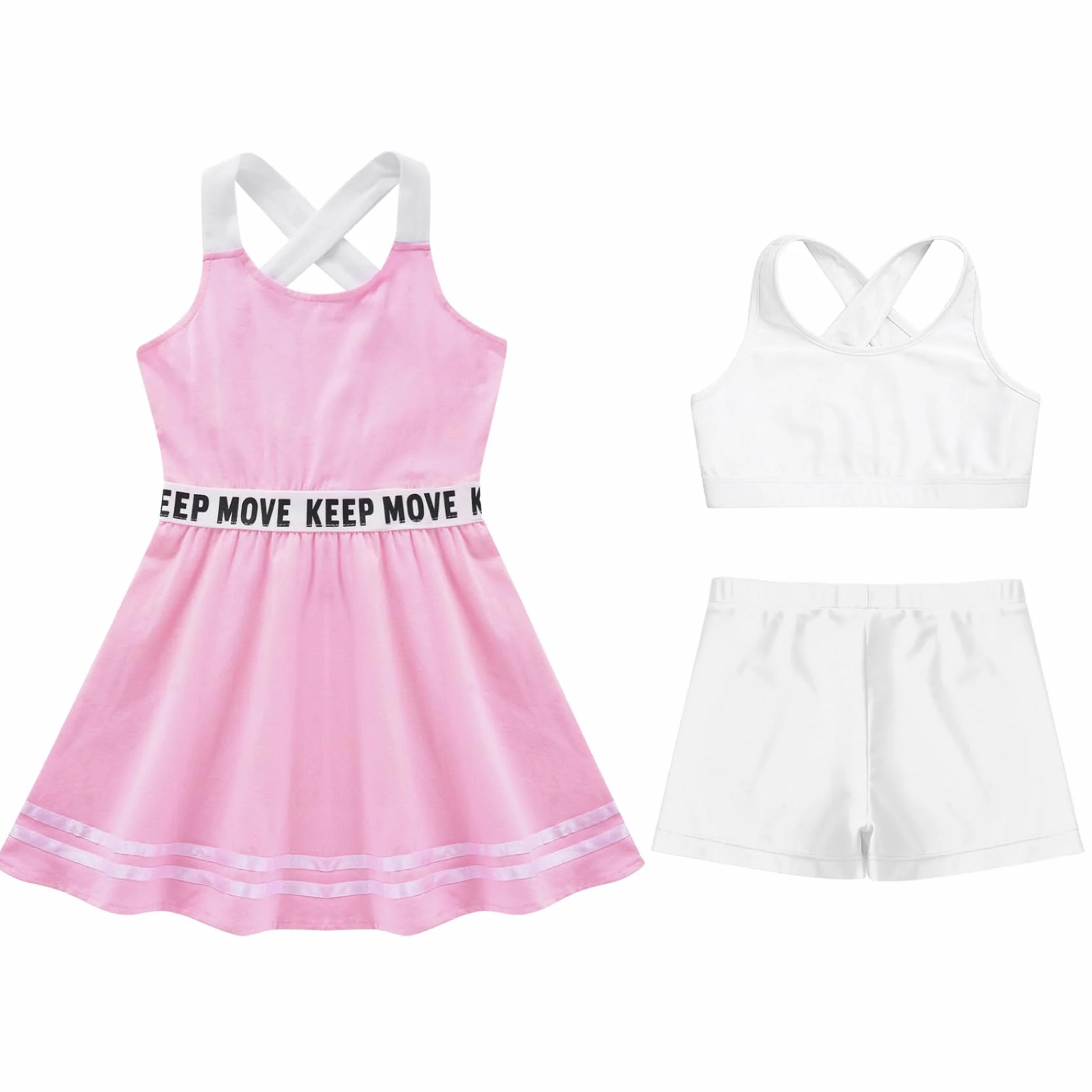 Vestido de tenis para niña con camisetas de tirantes y pantalones cortos, traje deportivo