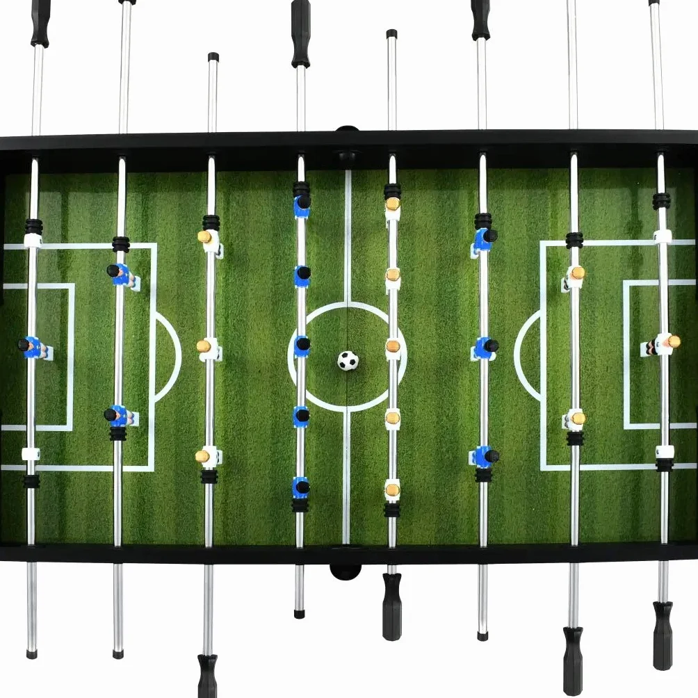 Mesa de fútbol profesional de 60 kg, 140 x 74,5 x 87,5 cm, de acero, con 2 porterías, 2 pelotas, 2 marcadores, 8 cañas de jugador y 22 jugadores
