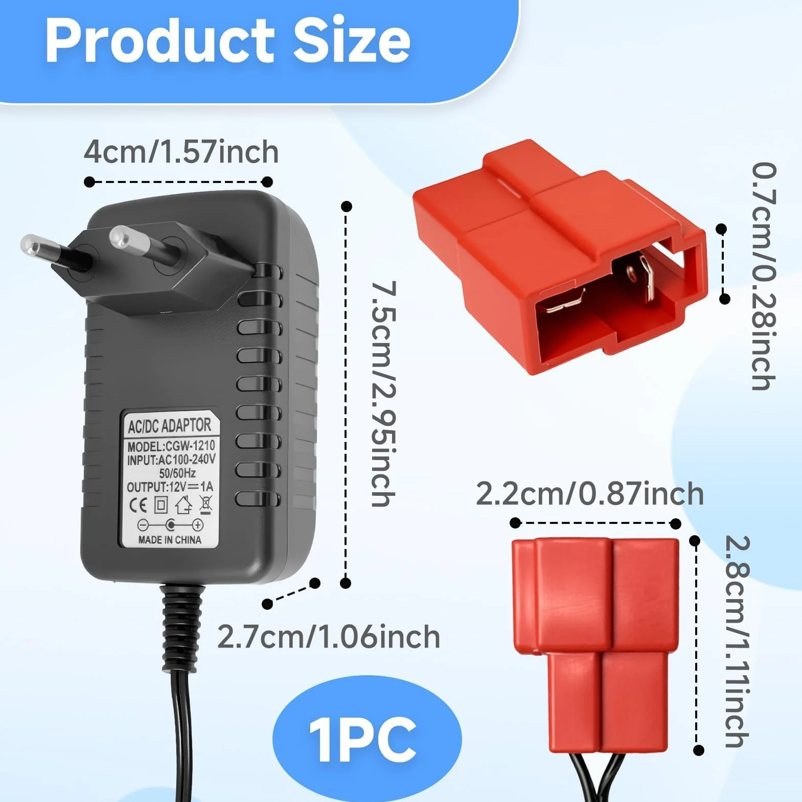 Cargador de Batería 12V para Vehículos Eléctricos Infantiles con Indicador LED Seguro Compatible con Coches de Juguete Moto ATV SUV Conector Cuadrado Compatible con BMX X6, Kid TRAX GMC, Wal-Mart, Mot